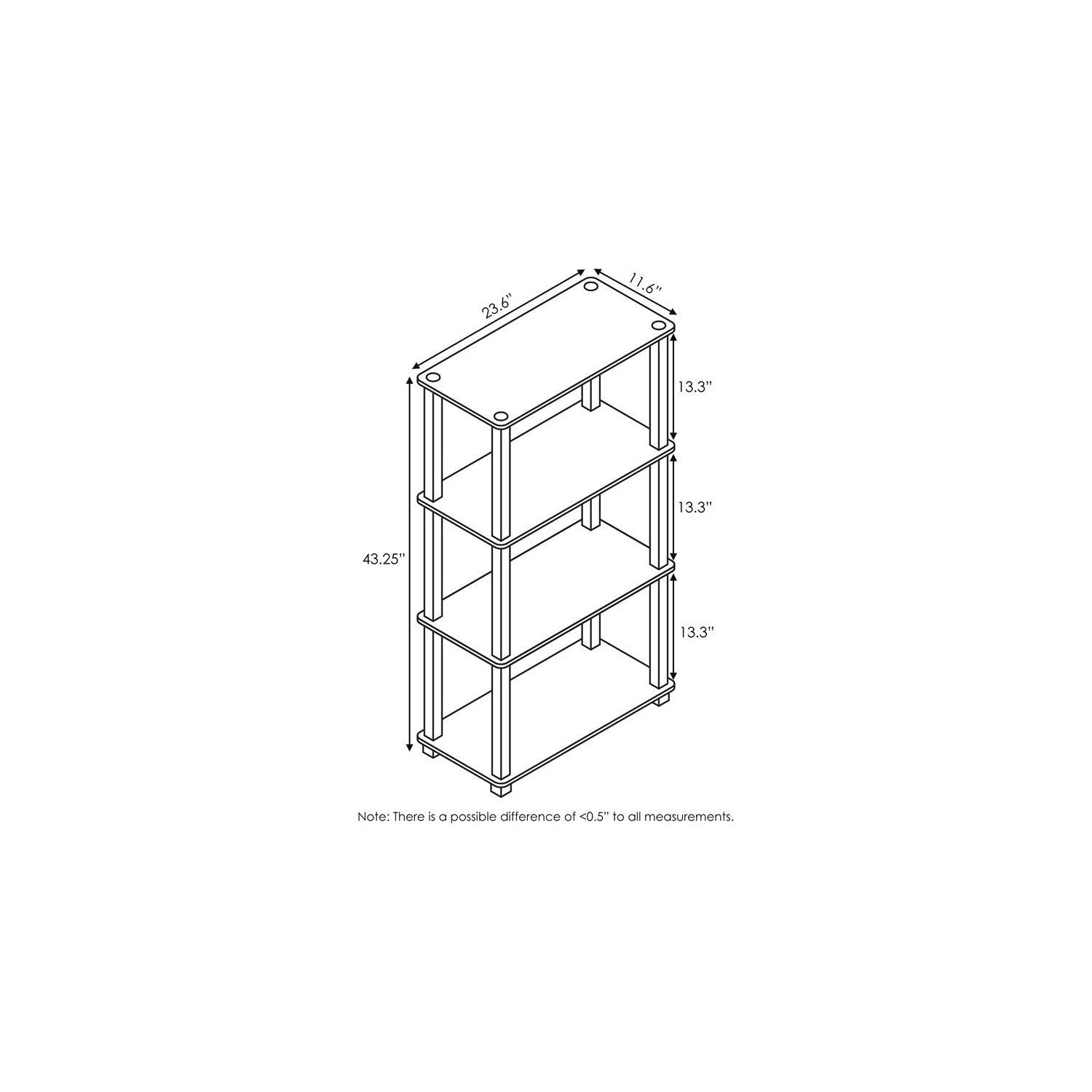 Furinno Turn-S-Tube Wood 4-Tier Multipurpose Shelf Display Rack in Beech/Natural