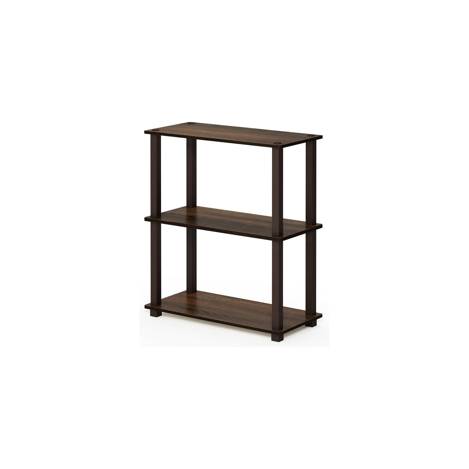 Furinno Turn-S-Tube Wood 3-Tier Compact Shelf Display Rack in Walnut/Brown