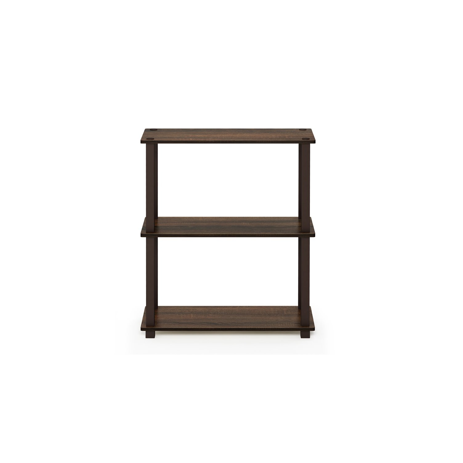 Furinno Turn-S-Tube Wood 3-Tier Compact Shelf Display Rack in Walnut/Brown