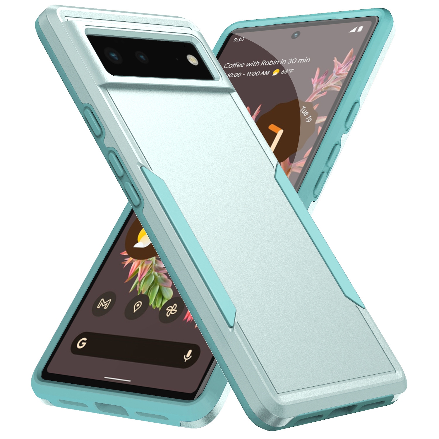 TopSave New Style Matt Polish PC+TPU 2 in 1 Slim Lightweight Shockproof, Rugged, Protective Armor Case For Google Pixel 6A, Teal