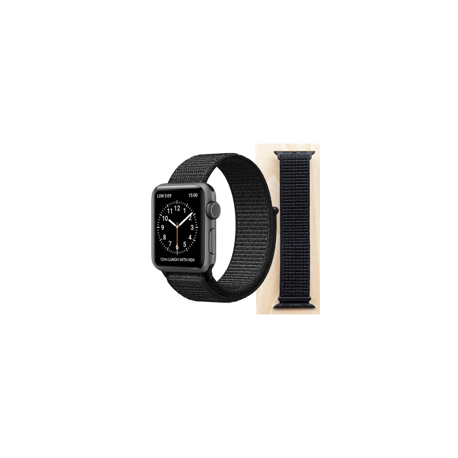 TopSave Watchband for Apple Watch 38/40mm Nylon Replacement Strap for Apple Watch Series 5, 4, 3, 2, 1,Black
