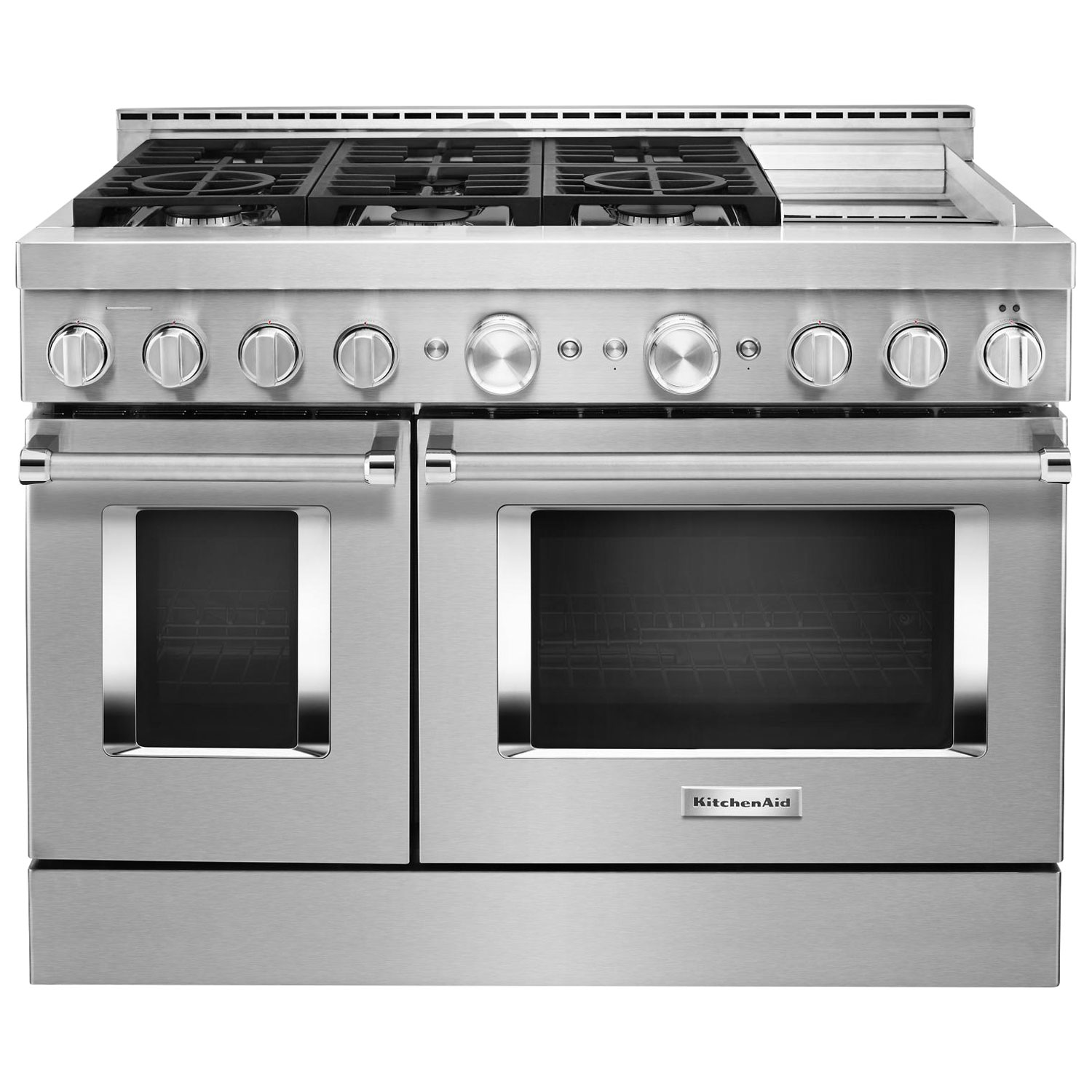 KitchenAid 48" 6.3 Cu. Ft. Double Oven 6-Burner Freestanding Gas Range - Stainless Steel