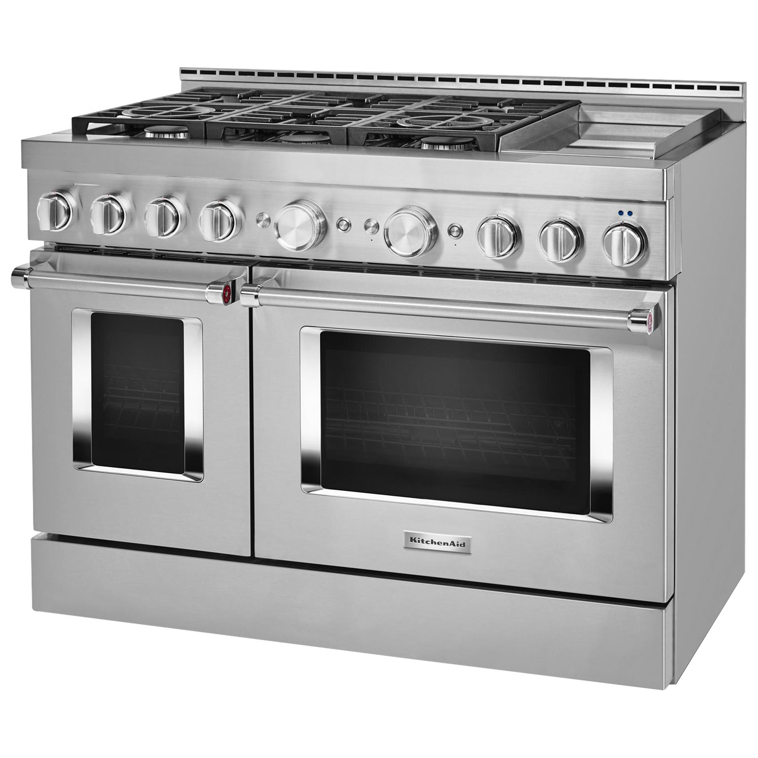 KitchenAid 48" 6.3 Cu. Ft. Double Oven 6-Burner Freestanding Gas Range - Stainless Steel