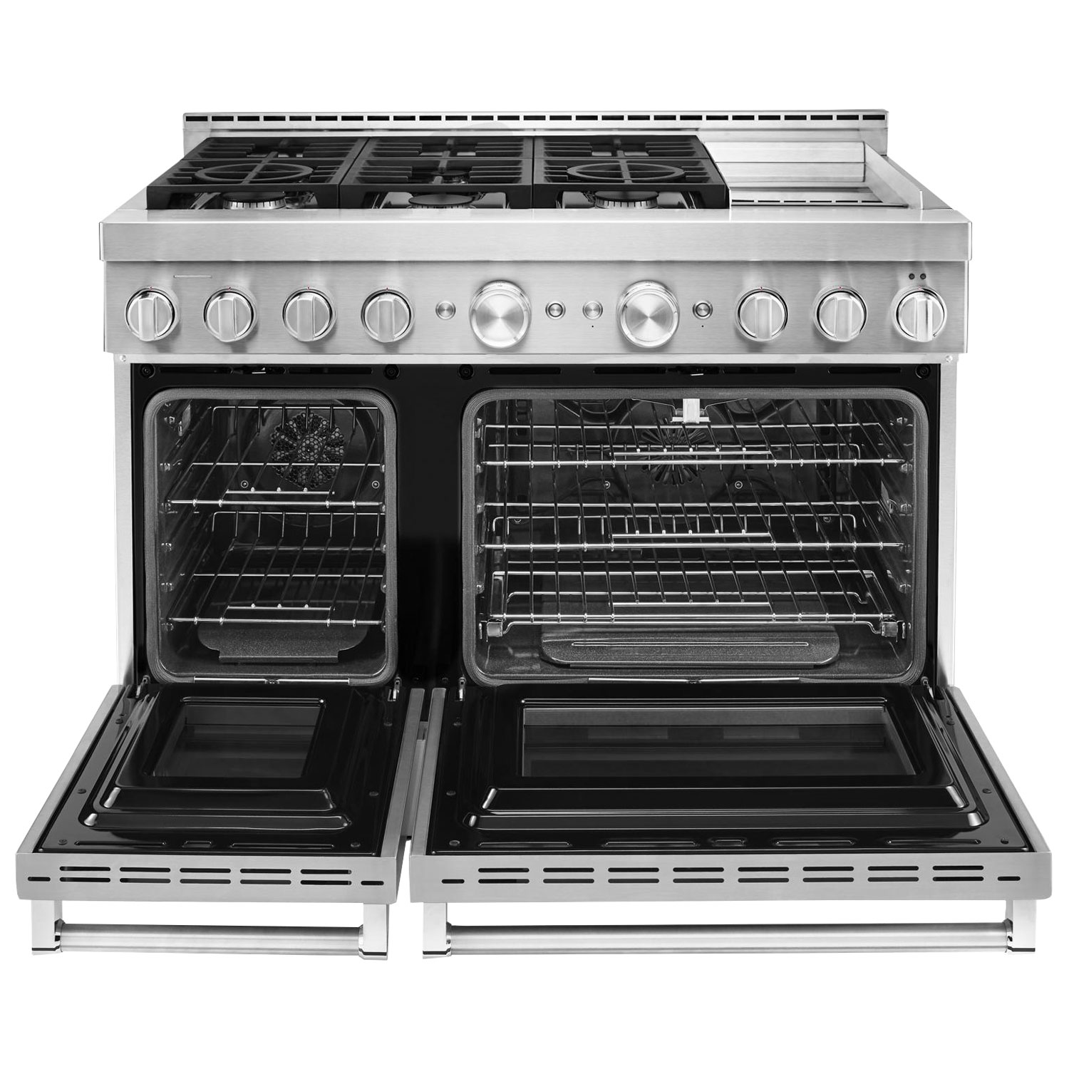 KitchenAid 48" 6.3 Cu. Ft. Double Oven 6-Burner Freestanding Gas Range - Stainless Steel