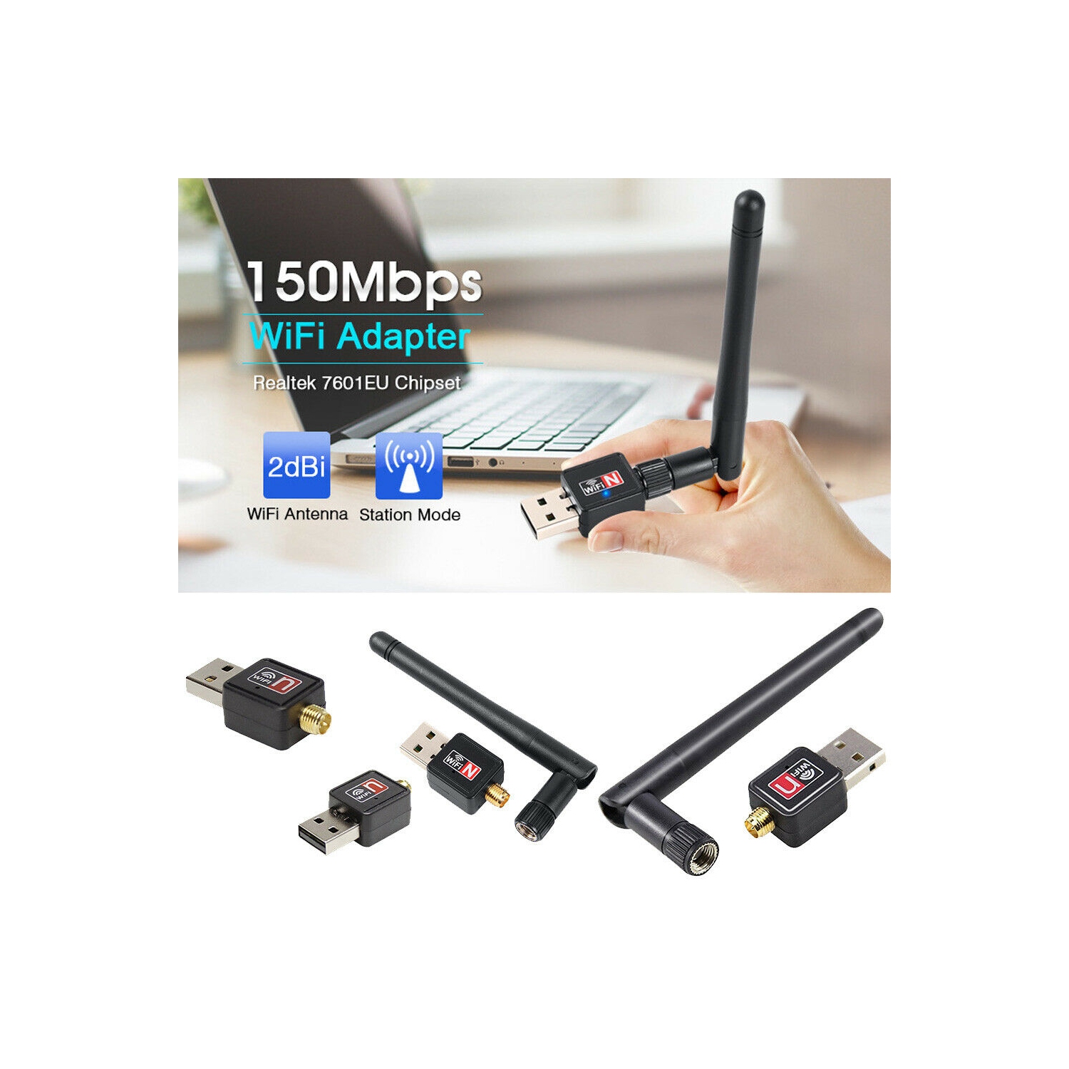 PIX LINK Mini USB WiFi Adapter 150Mbps Wireless N/G/B Network LAN Card with Antenna