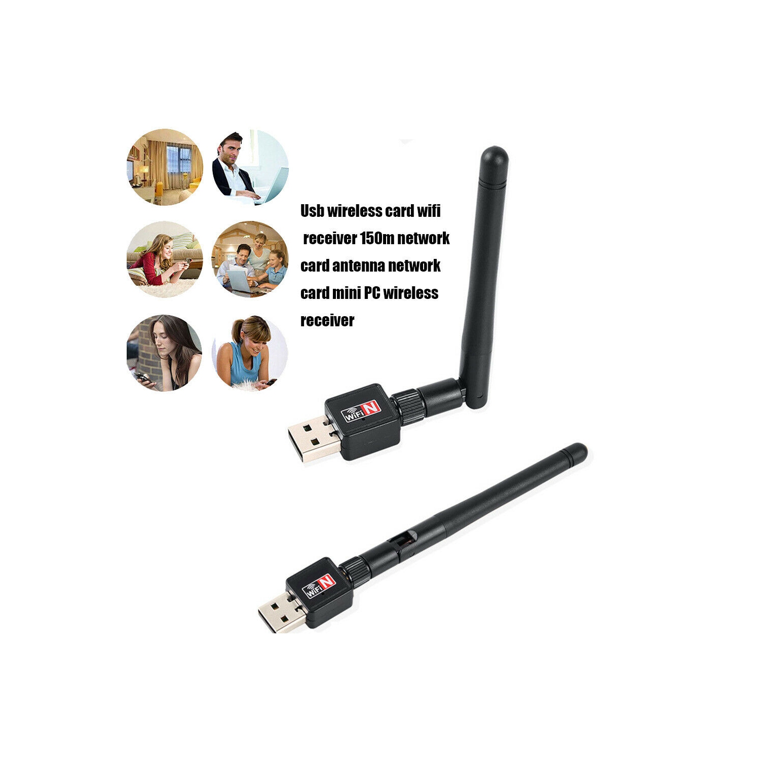 PIX LINK Mini USB WiFi Adapter 150Mbps Wireless N/G/B Network LAN Card with Antenna