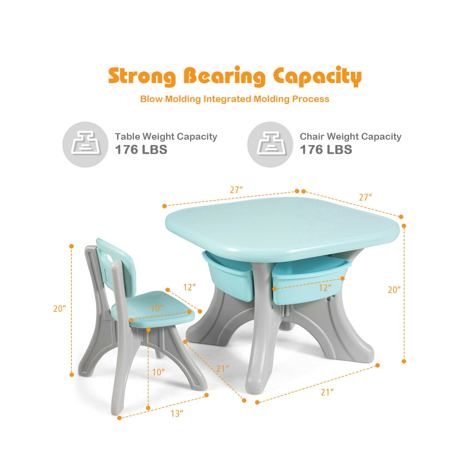 Gymax Children Kids Activity Table Chair Set Play Furniture W/Storage