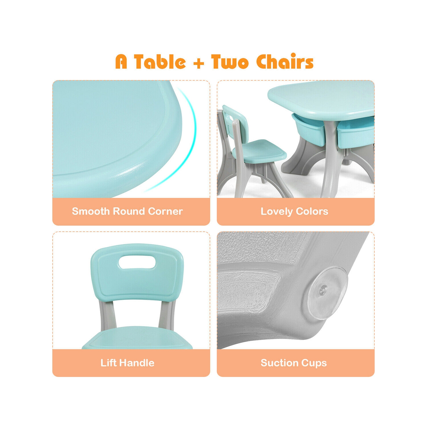 Gymax Children Kids Activity Table Chair Set Play Furniture W/Storage