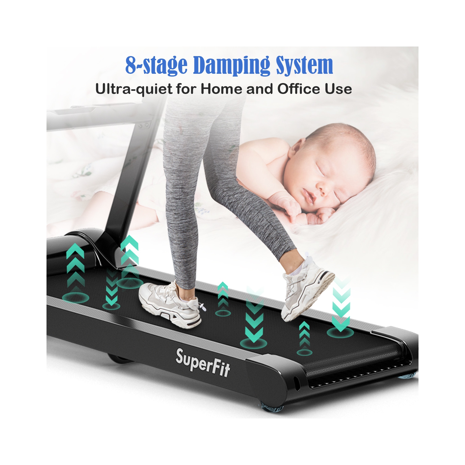 SuperFit 2.25HP Folding Treadmill Running Machine W/APP Heart Rate