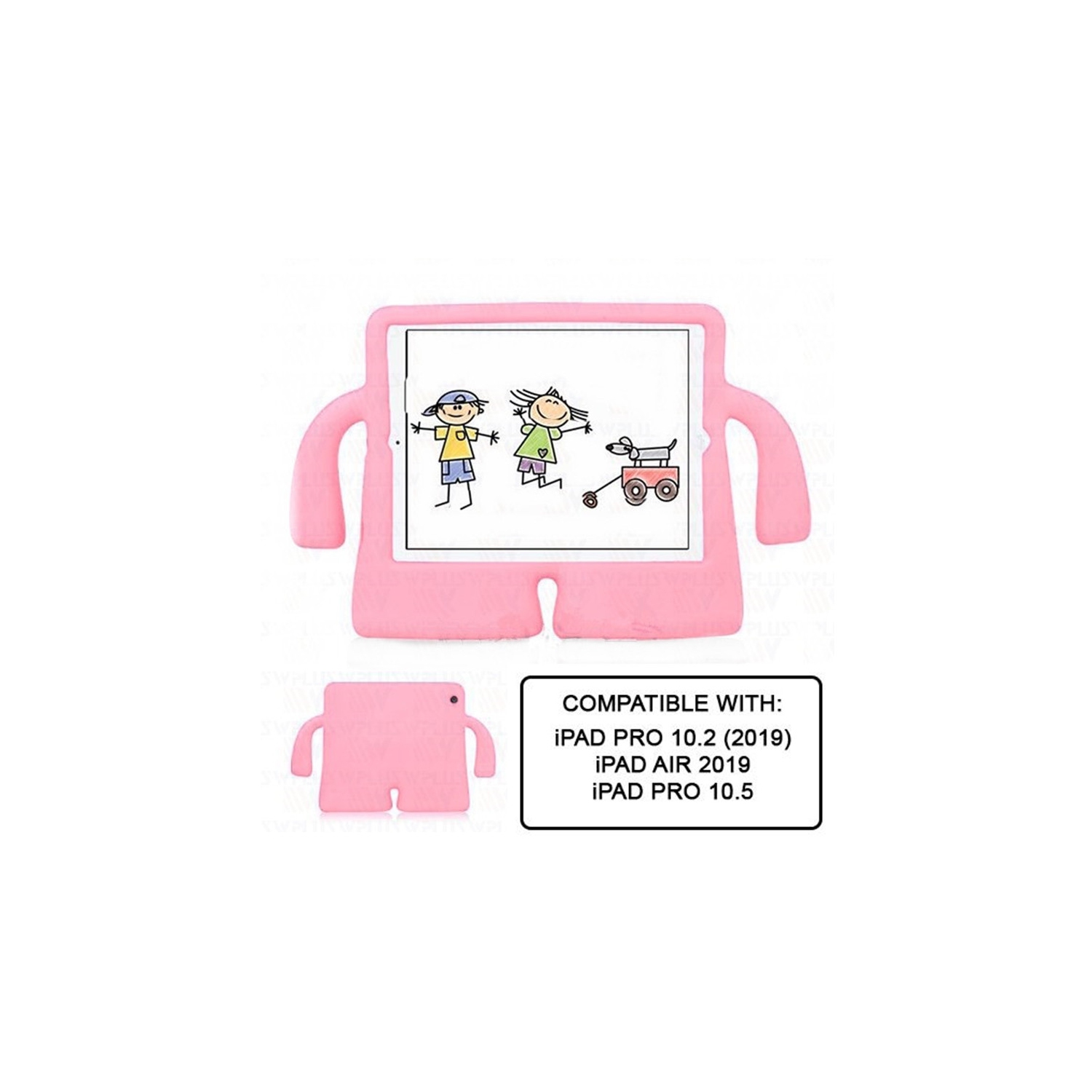 3D Étui antichoc en silicone pour enfants avec support pour iPad 10,2 po 7th 8th 9th gén., Air 3 3rd gén., iPad Pro 10,5 po 2017, rose pâle