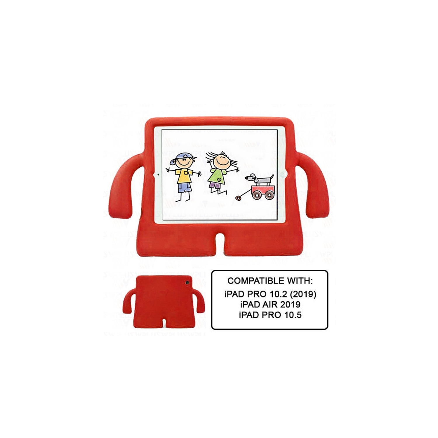 Étui de protection antichoc en silicone 3D enfants pour iPad 10.2" 7th 8th 9th Gen, Air 3 3rd Gen, iPad Pro 10.5" 2017, Rouge