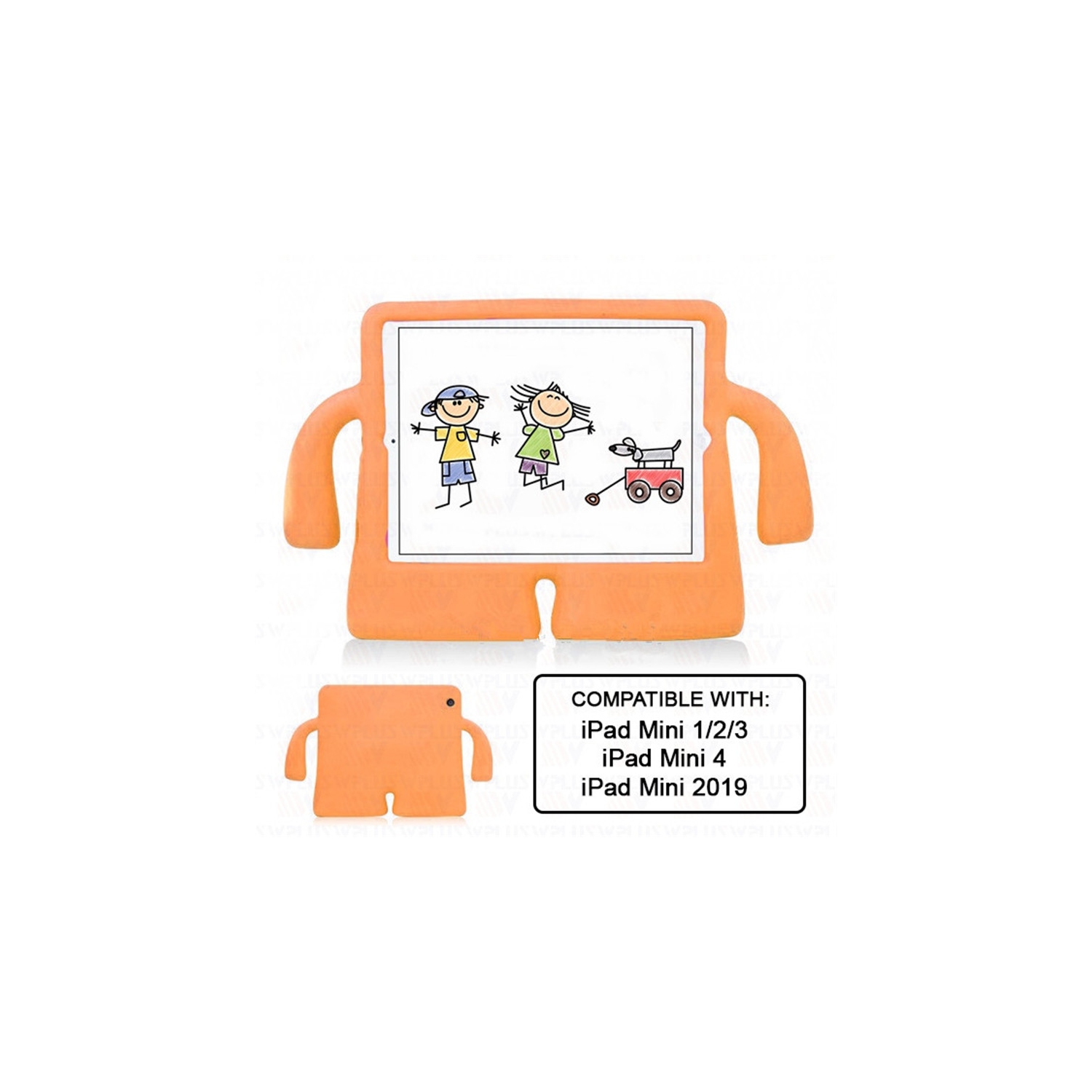 3D Silicone Shockproof Child Kids Stand Cover Case for iPad Mini 1 2 3 4 5 1st 2nd 3rd 4th 5th Gen, Orange