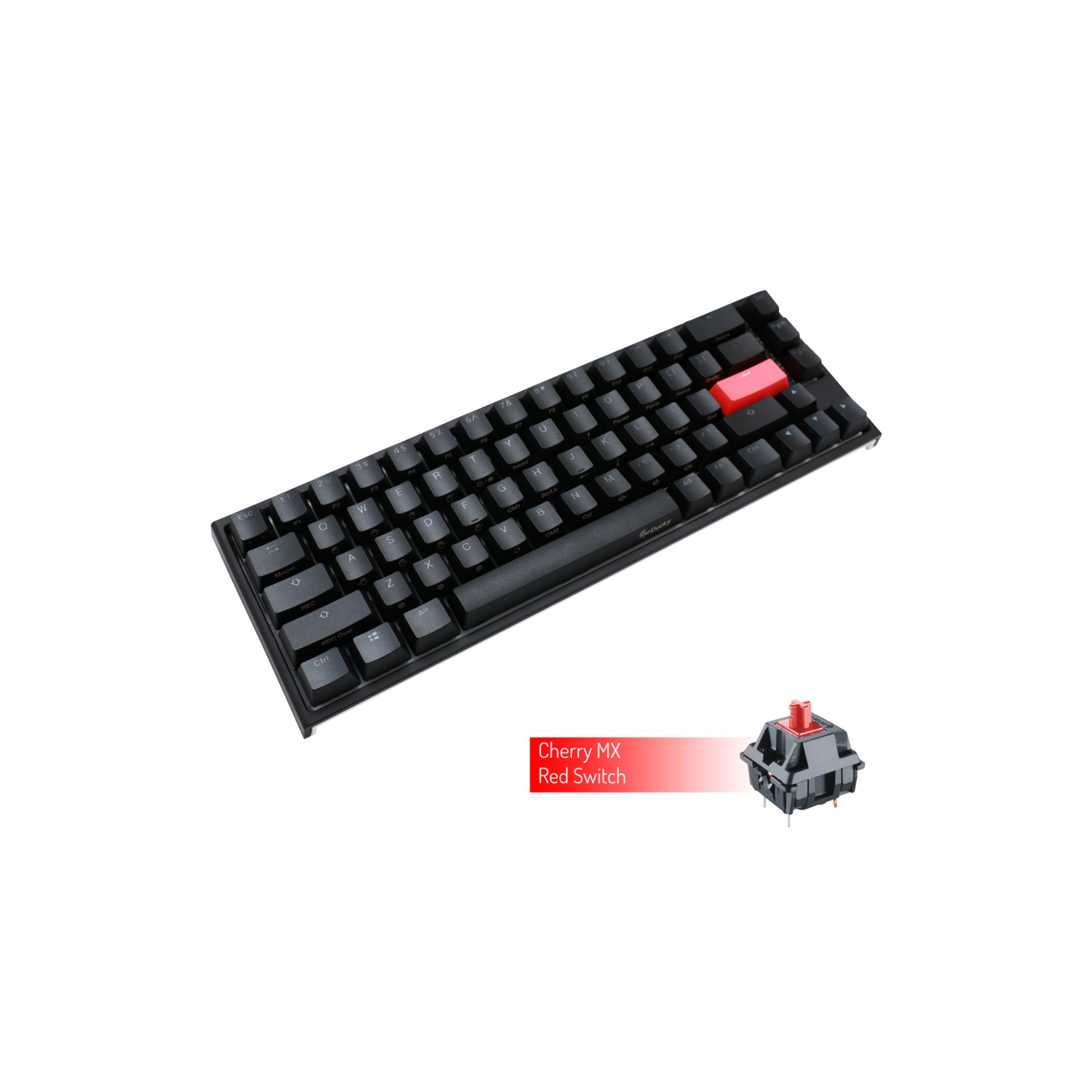 Ducky ONE 2 RGB Mechanical Keyboard, Cherry MX Red, Anti-Ghosting 4-layer PCB, PBT Double shot keycaps, Detachable USB Type-CSF Layout (68 keys), Black