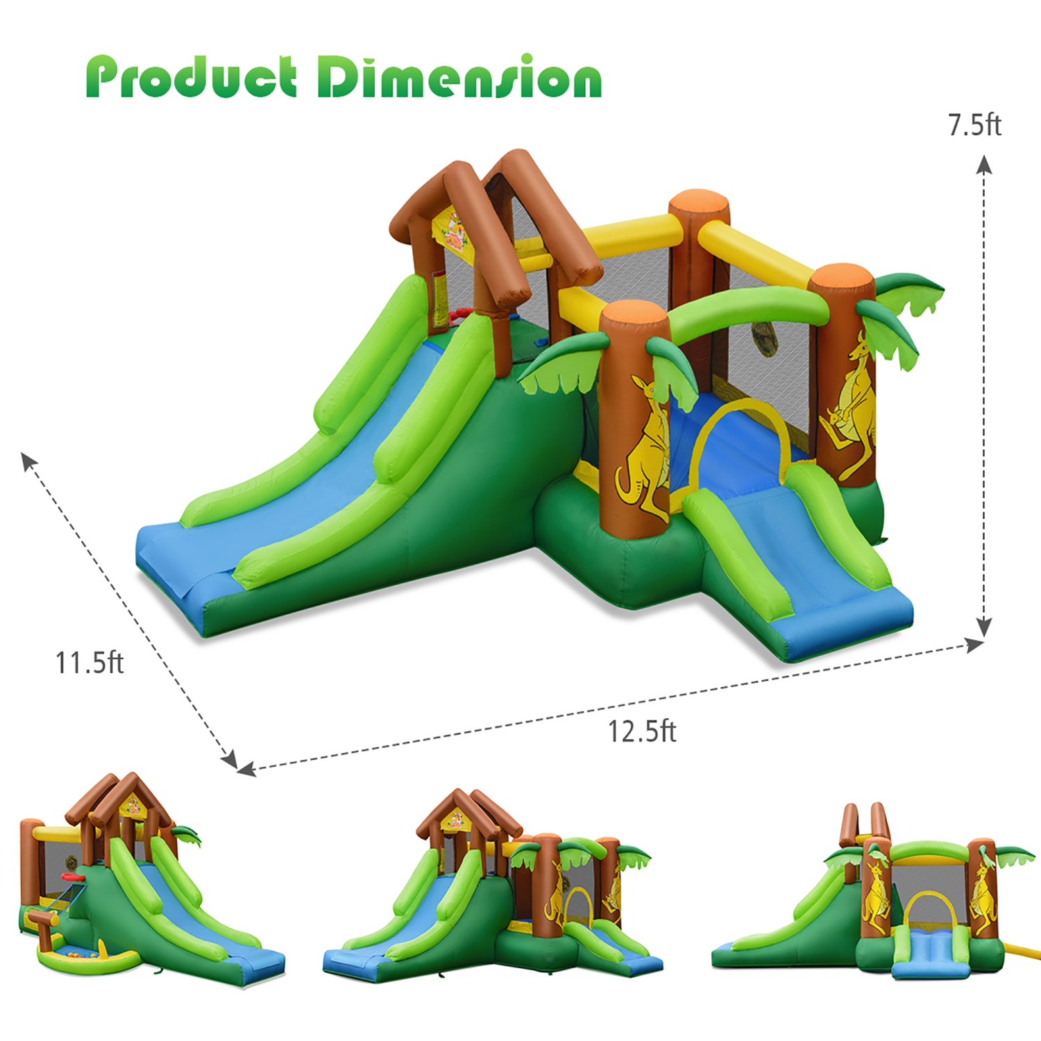 Costway Inflatable Jungle Bounce House Kids Dual Slide Jumping Castle Bouncer
