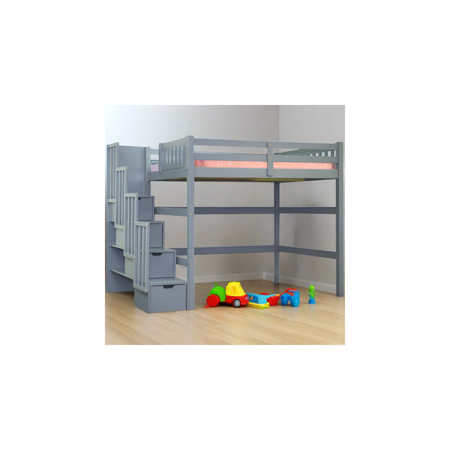 Loft Bed Stairway Full Grey