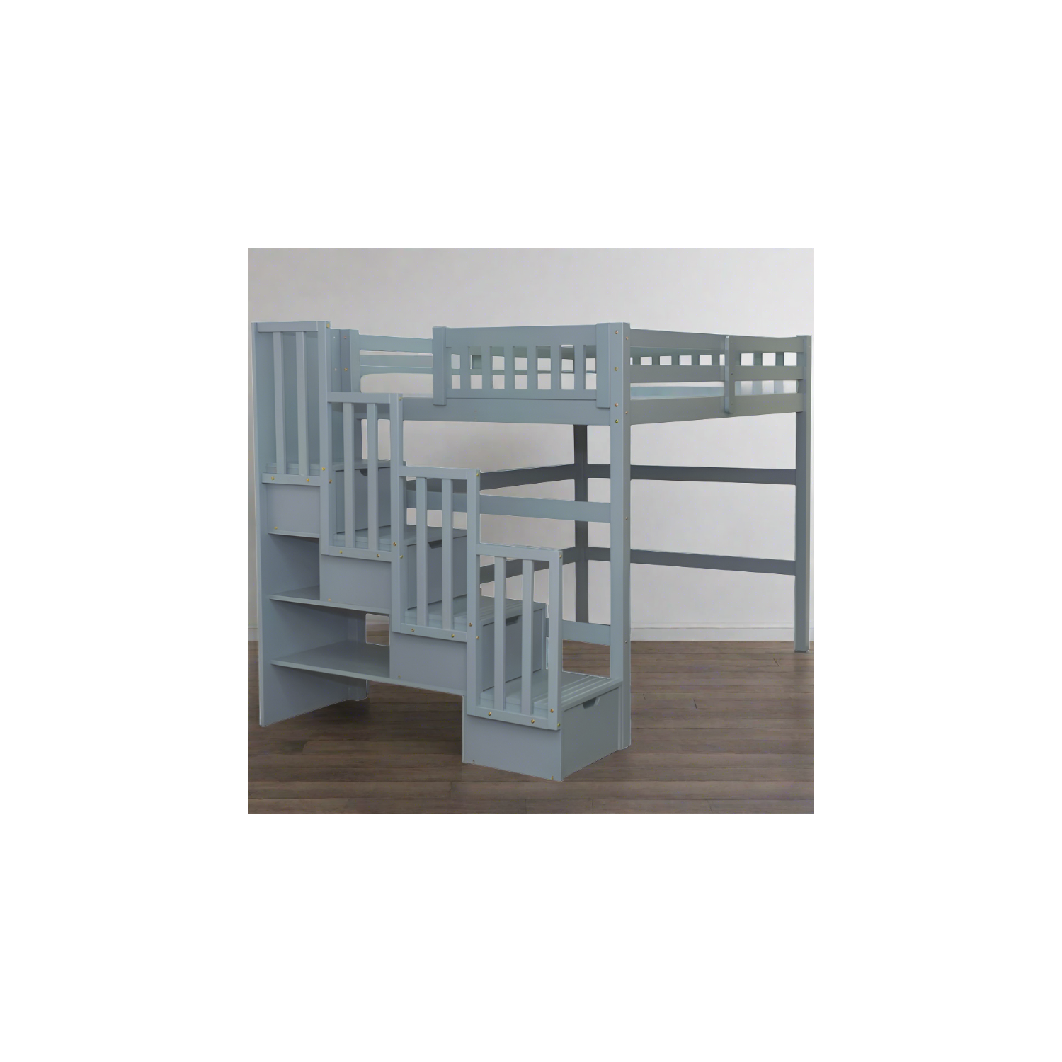 Loft Bed Stairway Full Grey