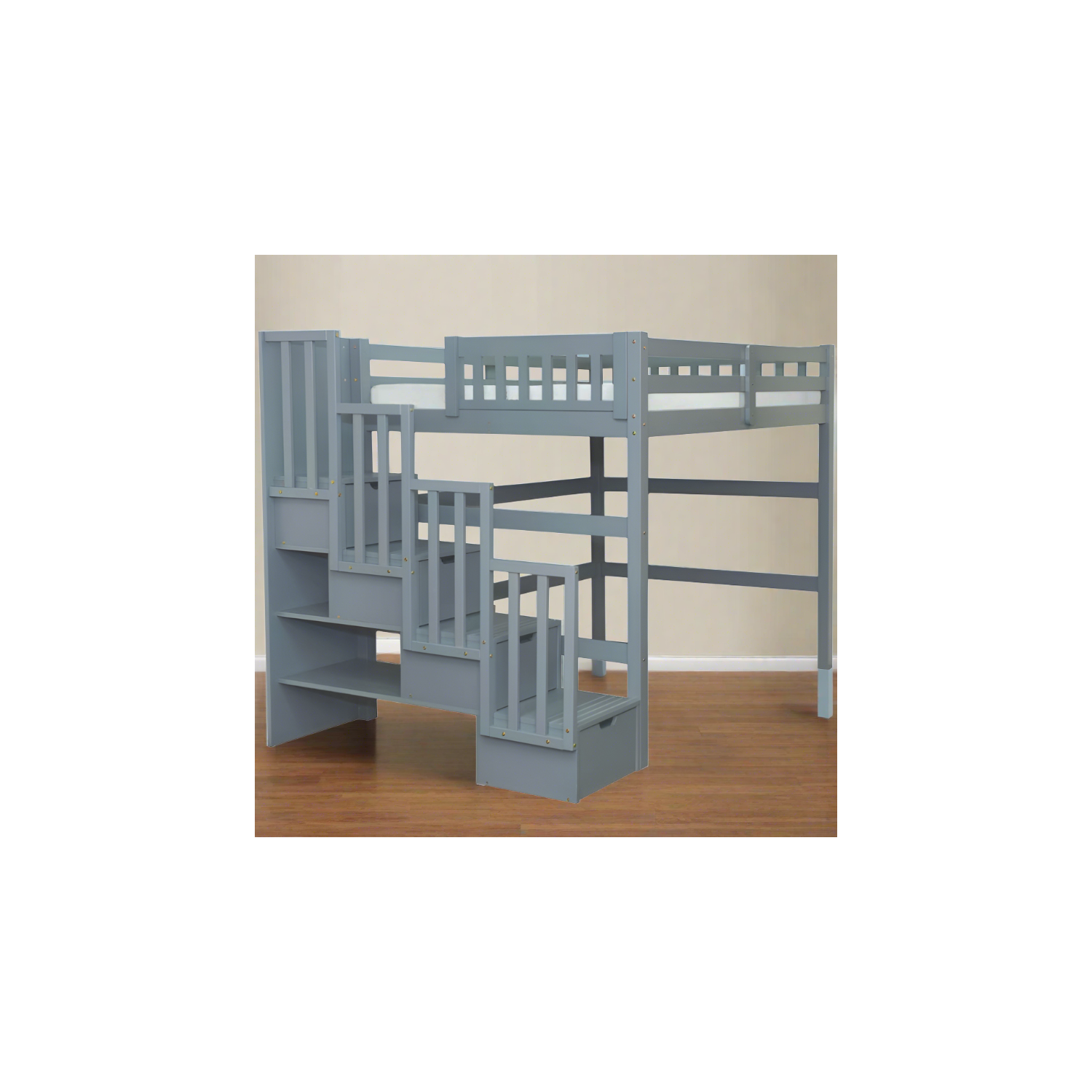 Loft Bed Stairway Full Grey