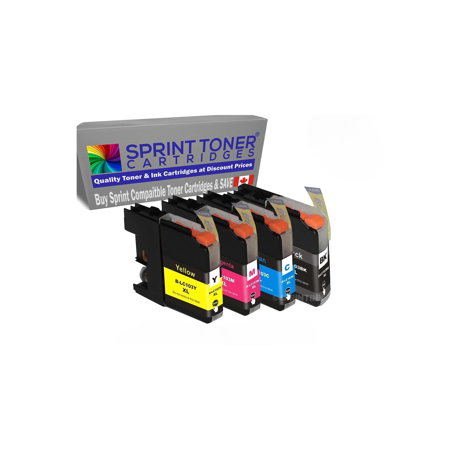 Paquet de 4 cartouches d’encre compatibles Brother LC103XL à haut rendement, paq. 4, ensemble de couleurs LC103BK LC103C LC103Y, LC103&nbsp;M