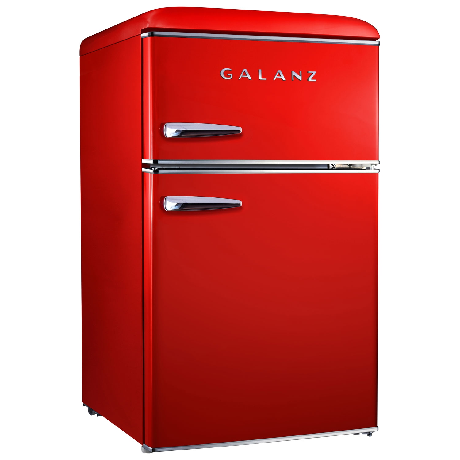 Galanz 3.1 Cu. Ft. Freestanding Top Freezer Retro Bar Fridge (GLR31TRDER) - Hot Rod Red