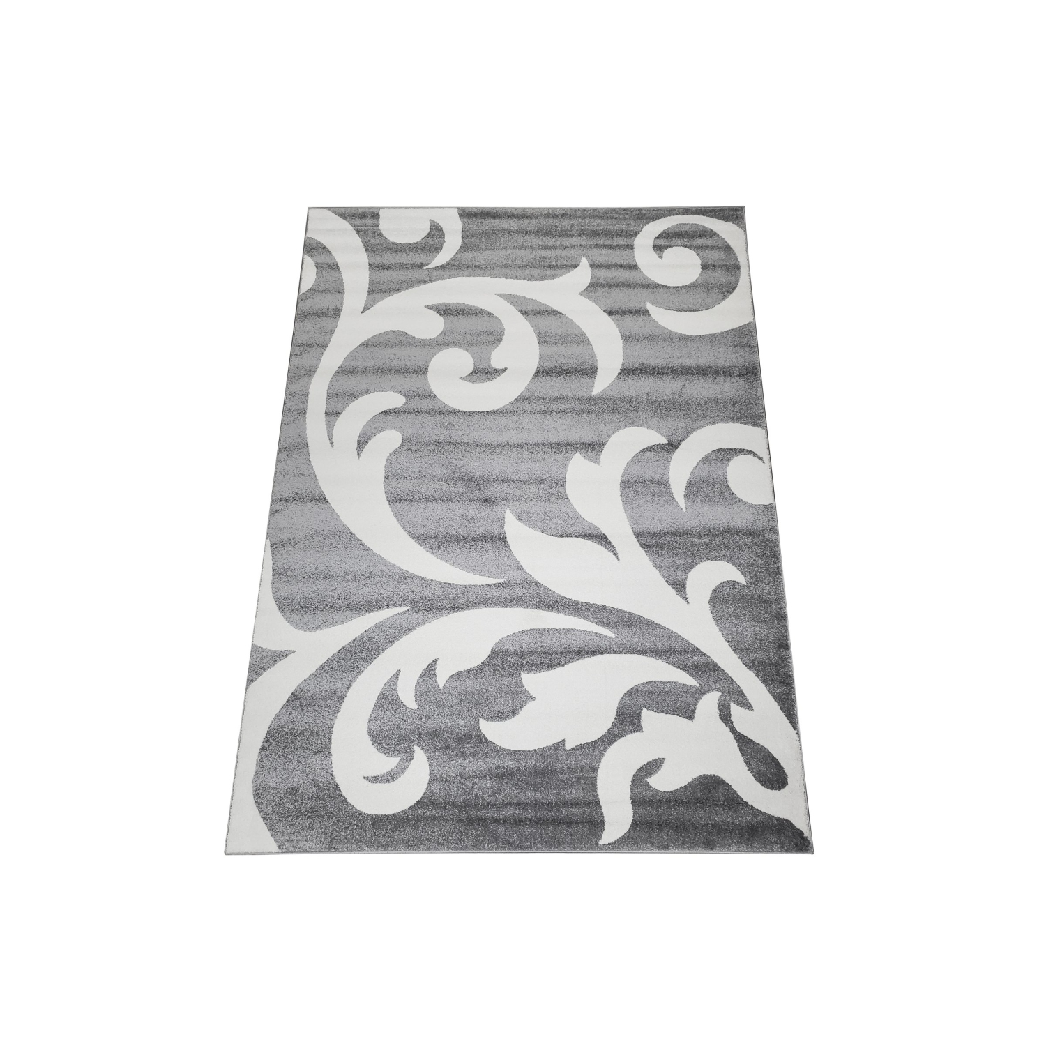 Tapis contemporain à motifs floraux gris Loadle, intérieur durable, 5 x 7
