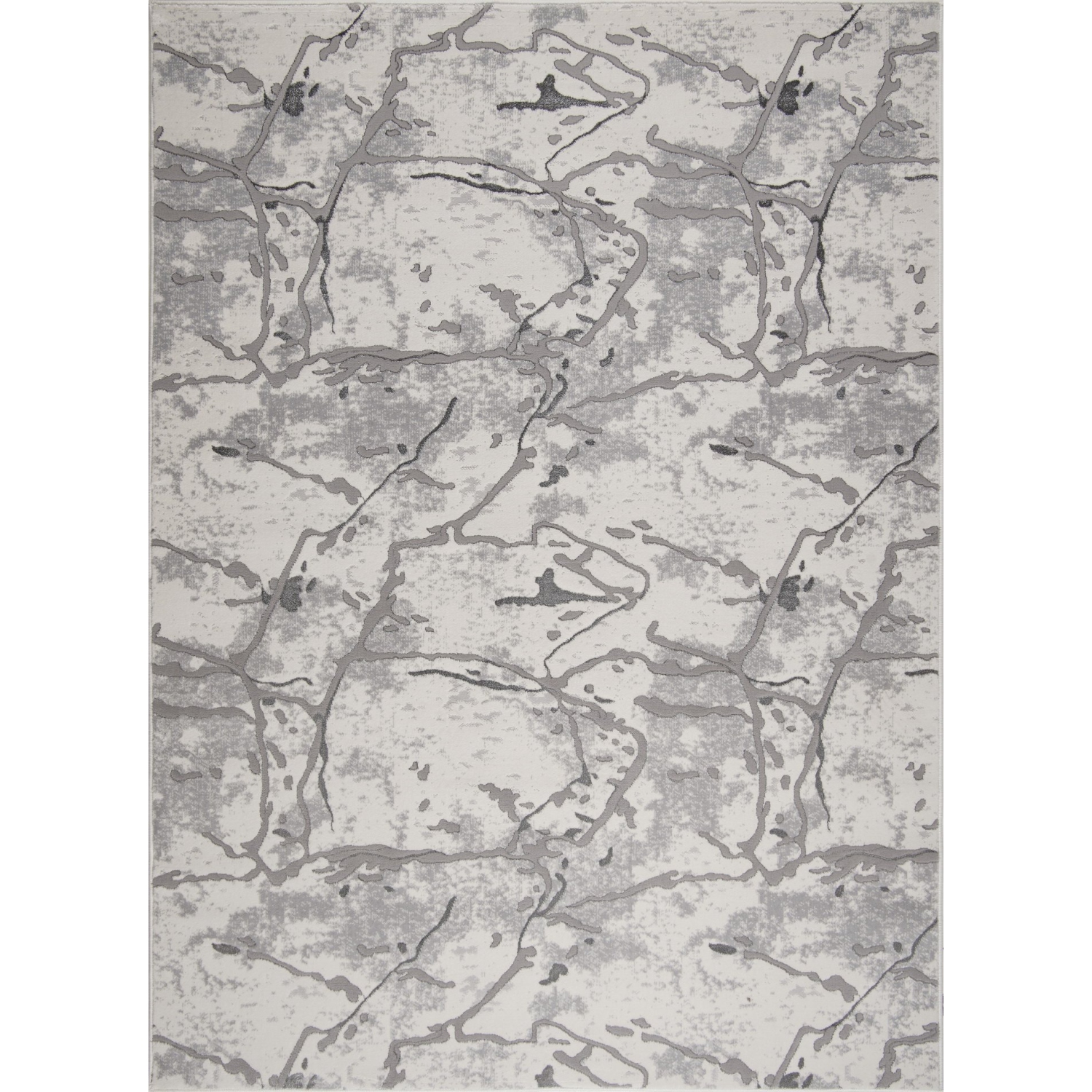 Ladole Rugs Boundless Ivory Grey Abstract Contemporary Rustic Indoor Runner Rug Carpet, 3x5