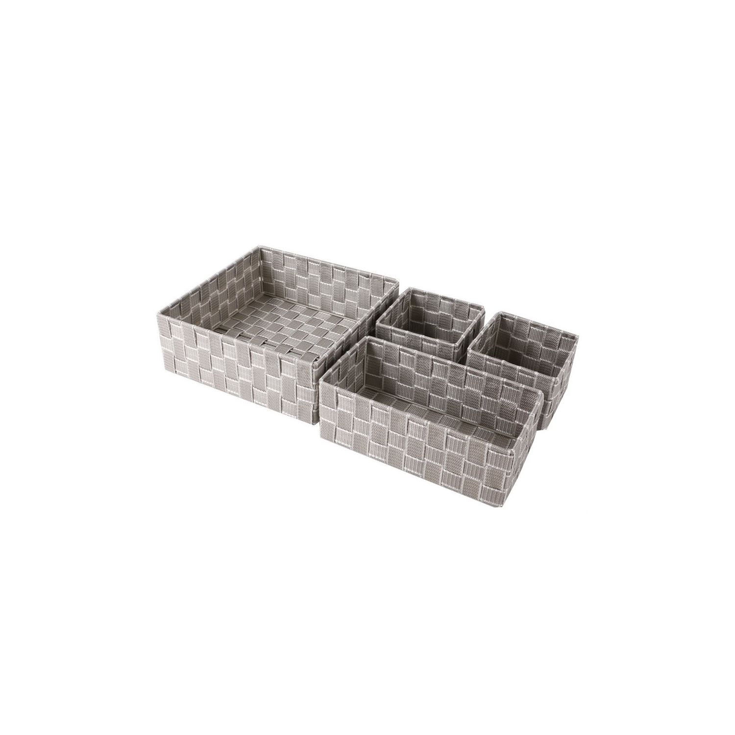 Jessar - Fabric Storage Basket, Set of 4, Light Gray