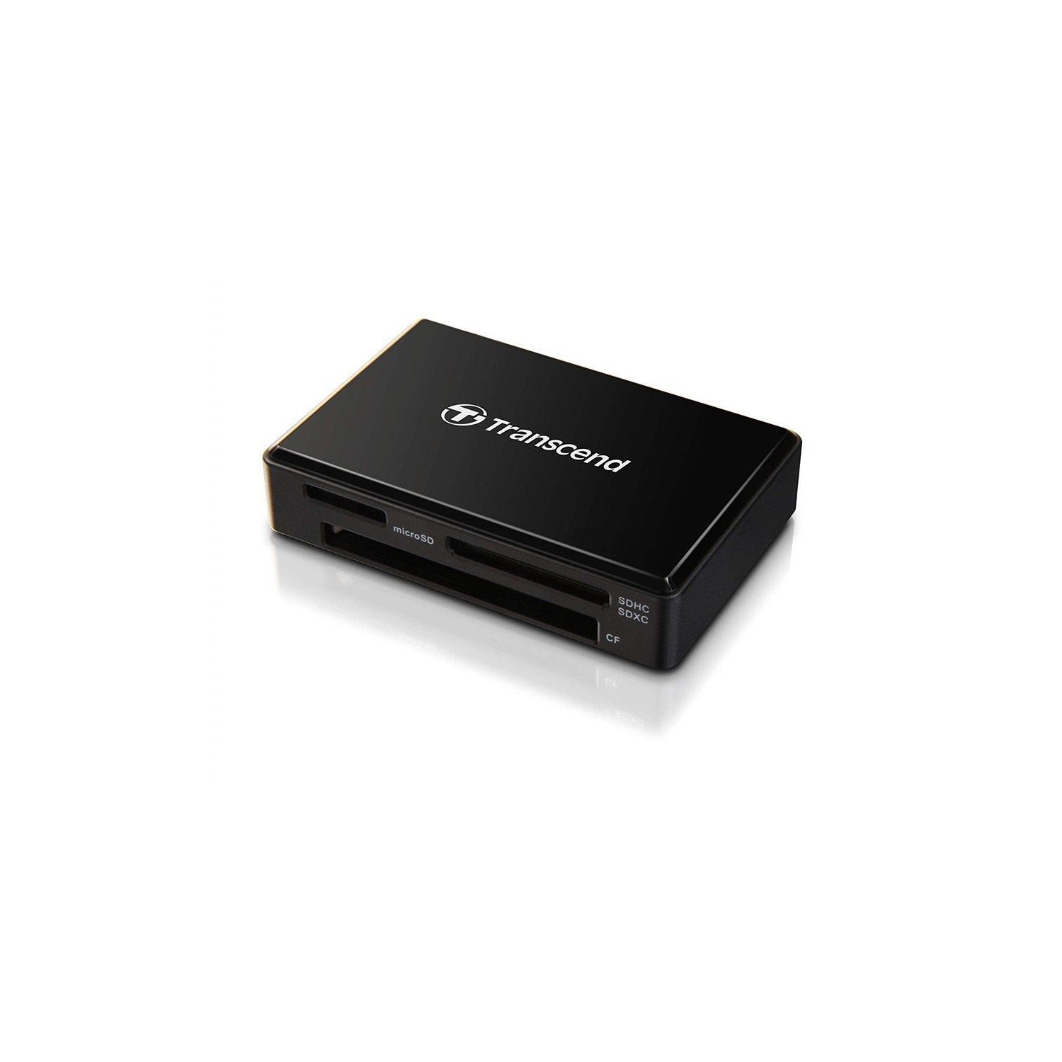 Transcend TS-RDF8K2 Multi Card Reader, Ports for CompactFlash Cards, SD and microSD, USB 3.1, Type-C, Black