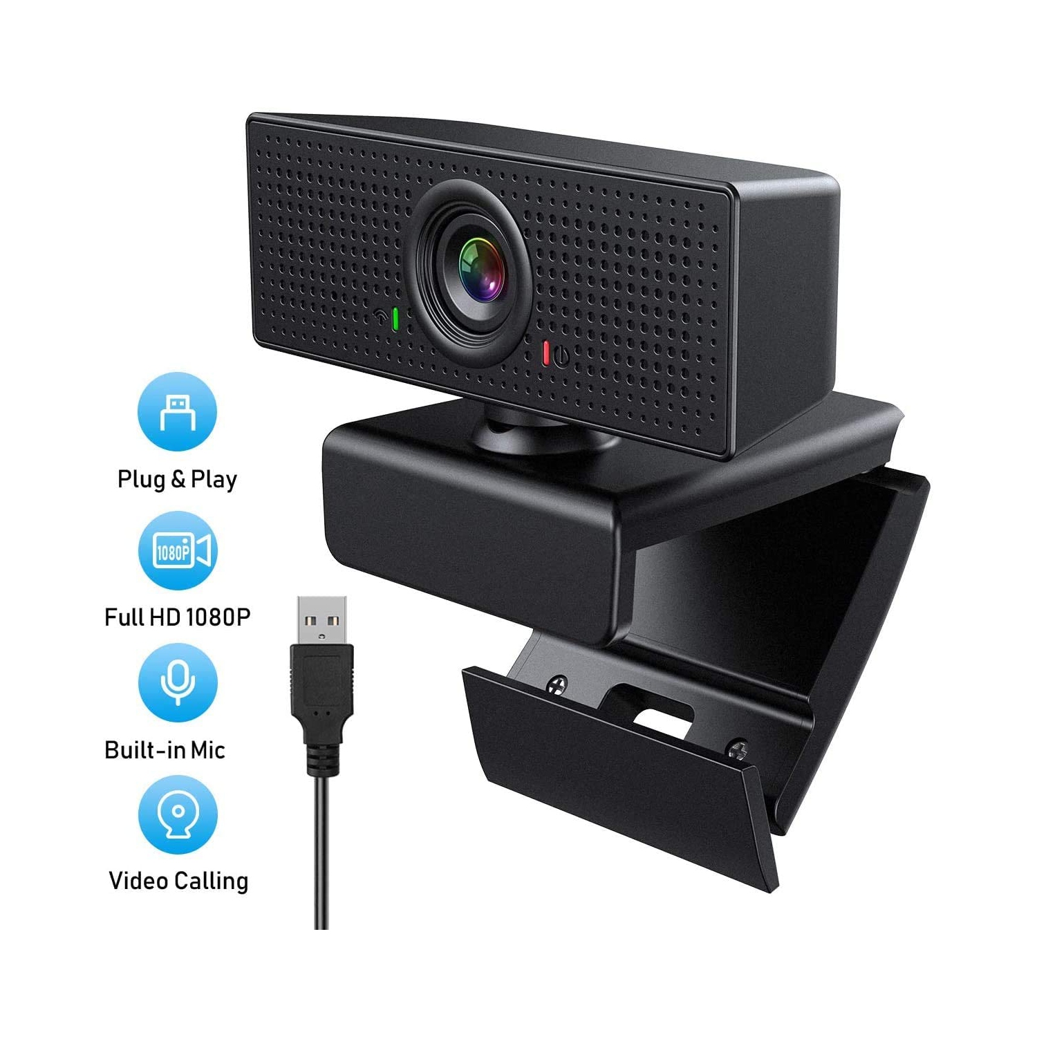 HD Webcam 1080P with Microphone, PC Laptop Desktop USB Webcams, Pro Streaming Computer Camera for Video Calling