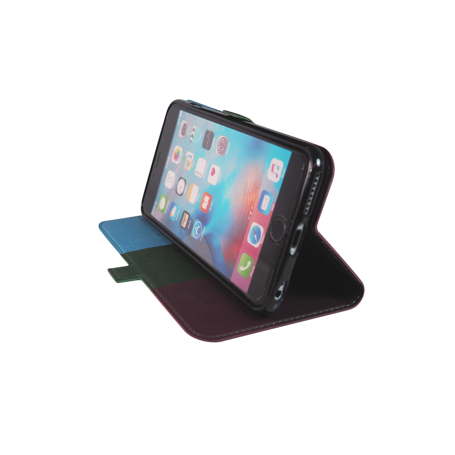 2 protecteurs d’écran et portefeuille en cuir de polyuréthane d’Exian pour iPhone 6S plus