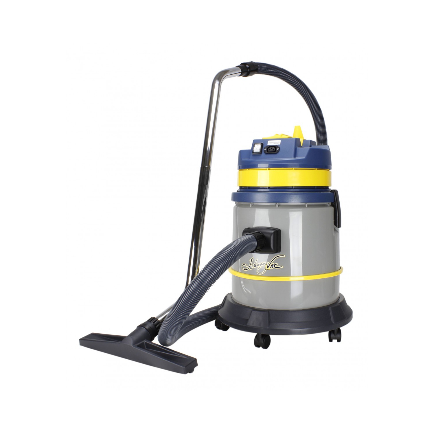 Wet & Dry Commercial Vacuum - Capacity of 7.5 gal - Electrical Outlet for Power Nozzle - 10' (3 m) Hose - Metal Wands