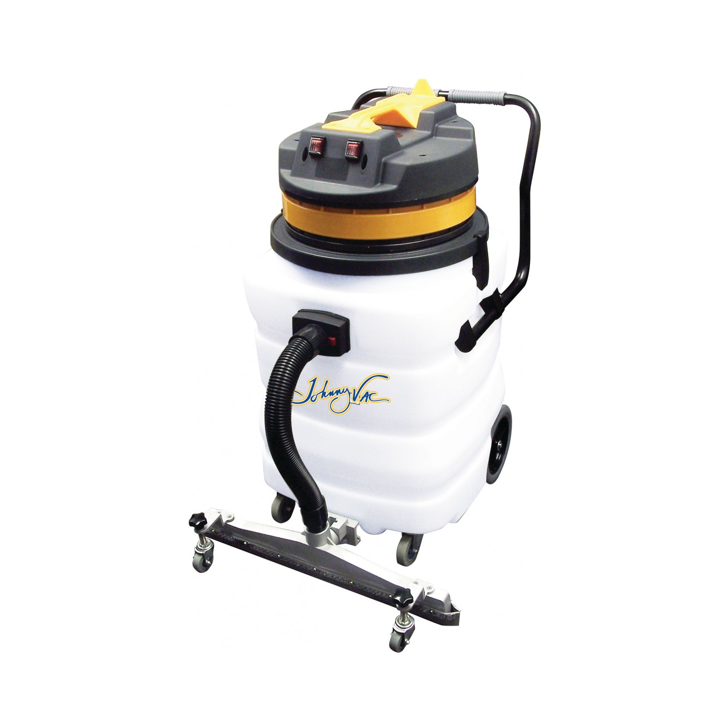 Aspirateur commercial sec/humide de service intense, capacité de 85 L, 2 moteurs, raclette intégrée