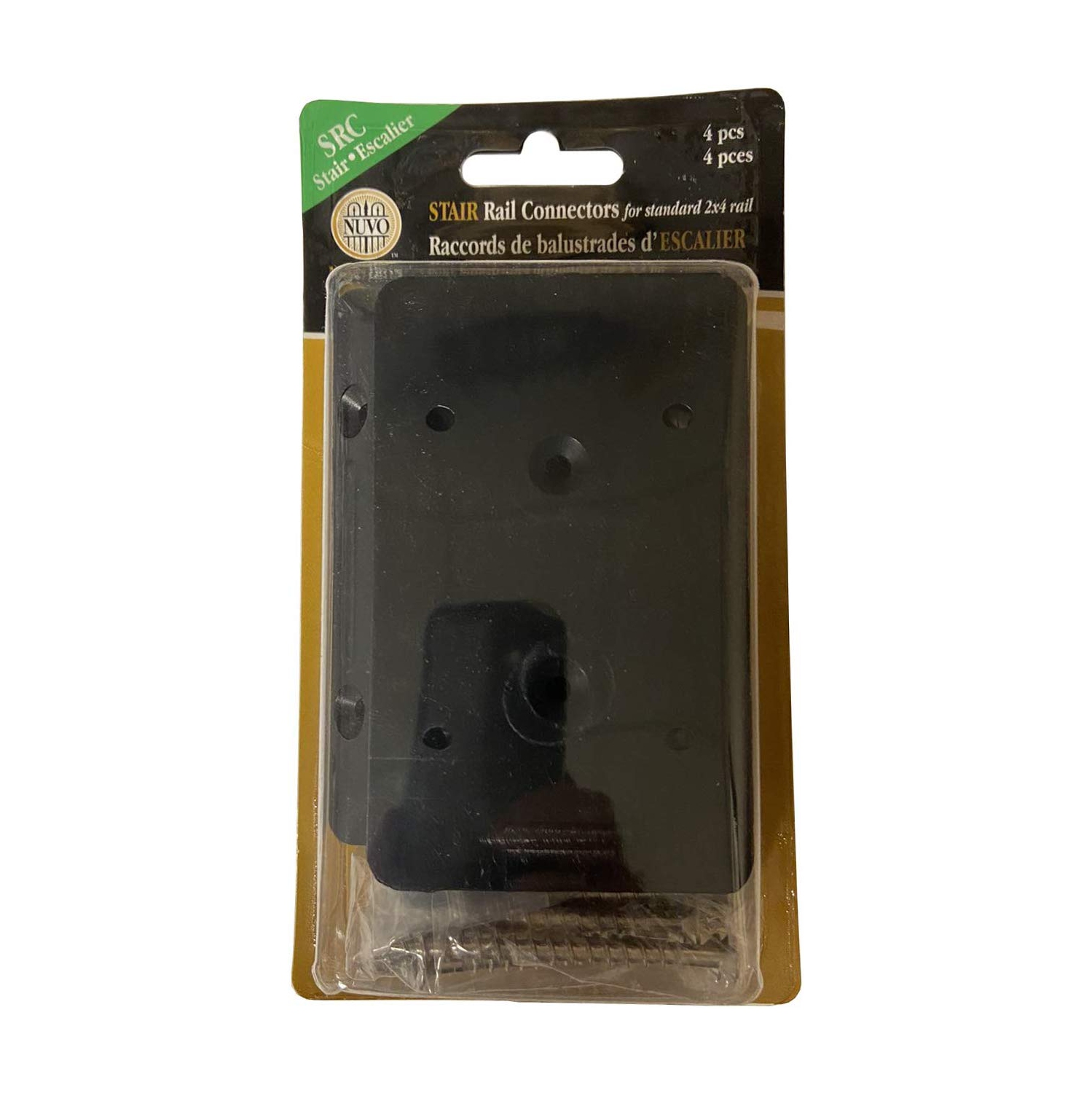 Nuvo Iron Stair Rail Connectors for Standard 2x4 Rail – Plastic Black – SRC