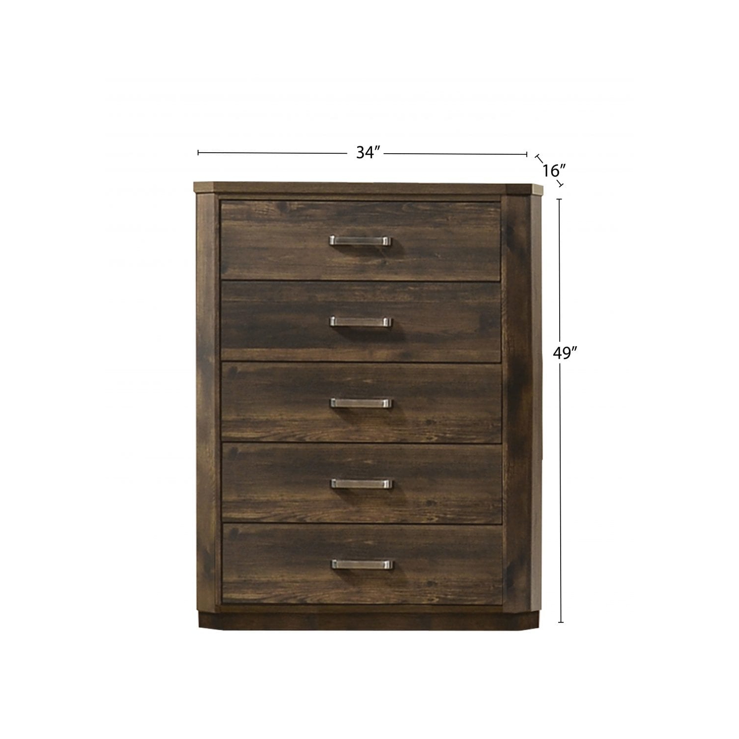 Commode 5 tiroirs finition noyer