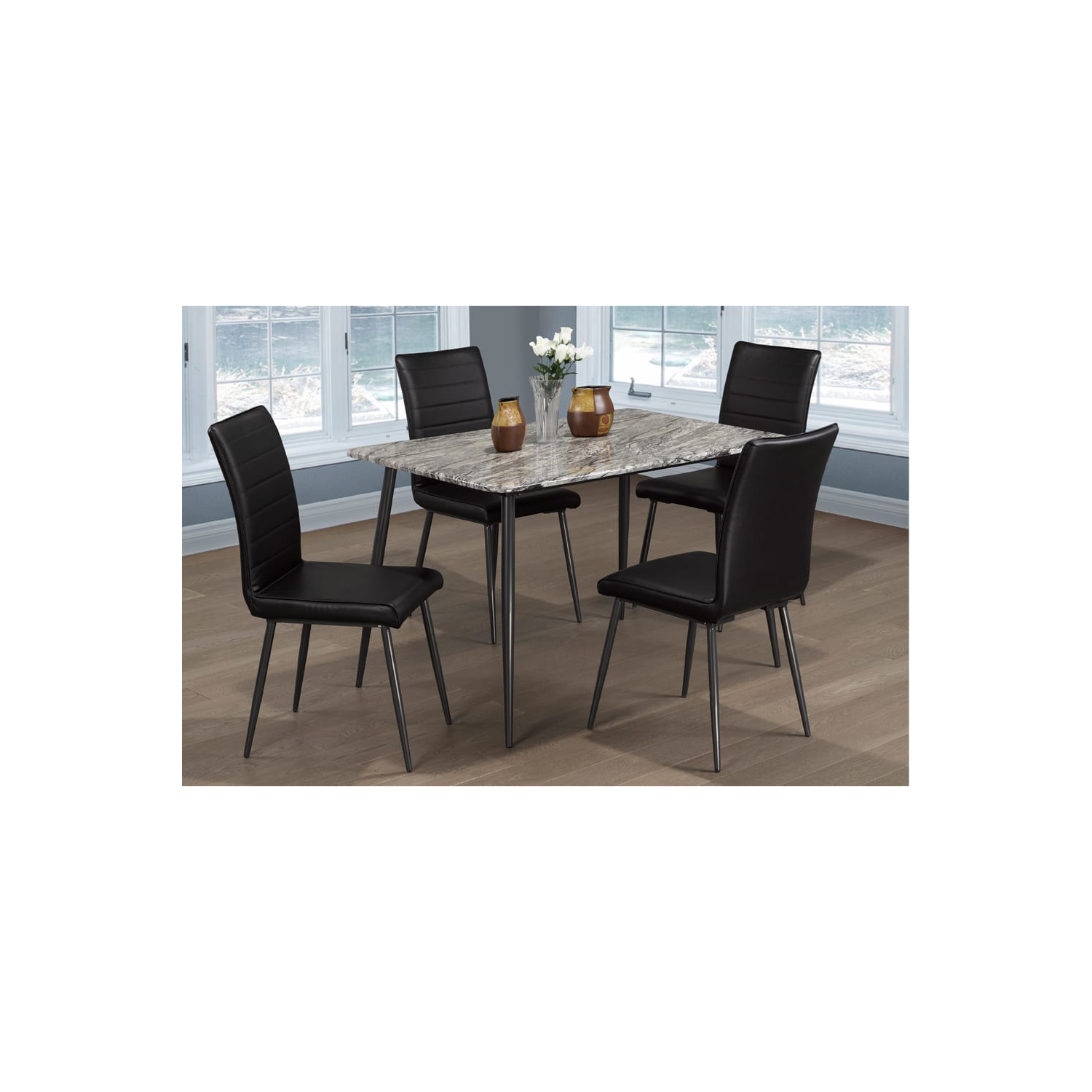 Chaises de salle à manger en similicuir noir de style moderne