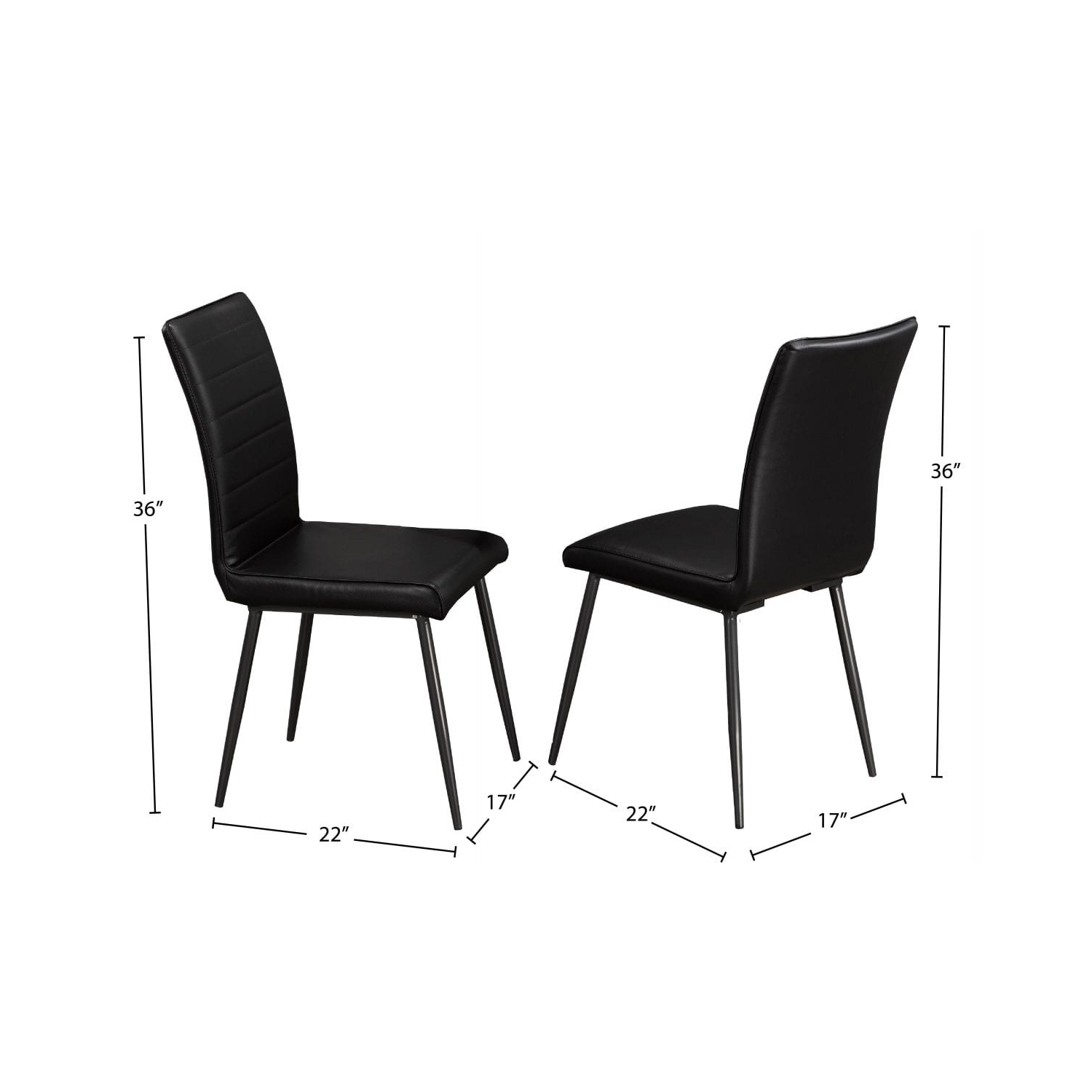 Chaises de salle à manger en similicuir noir de style moderne