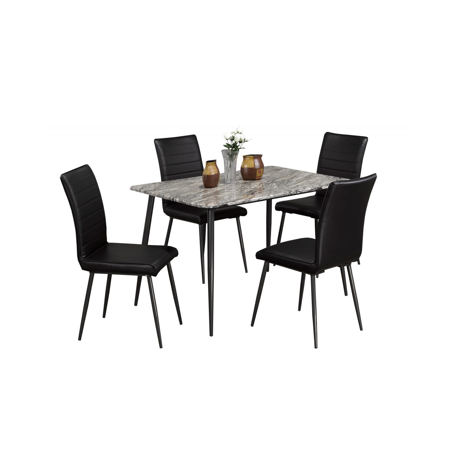 Chaises de salle à manger en similicuir noir de style moderne