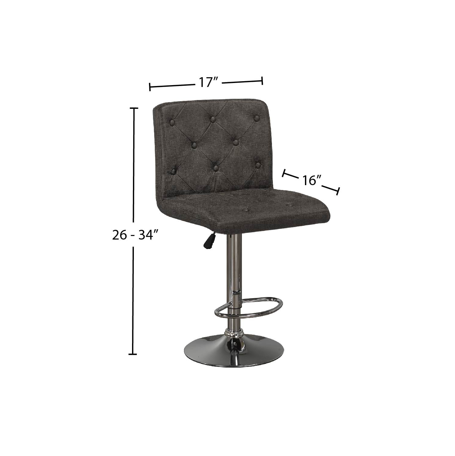 Grey Linen Button Tufted Adjustable Stool