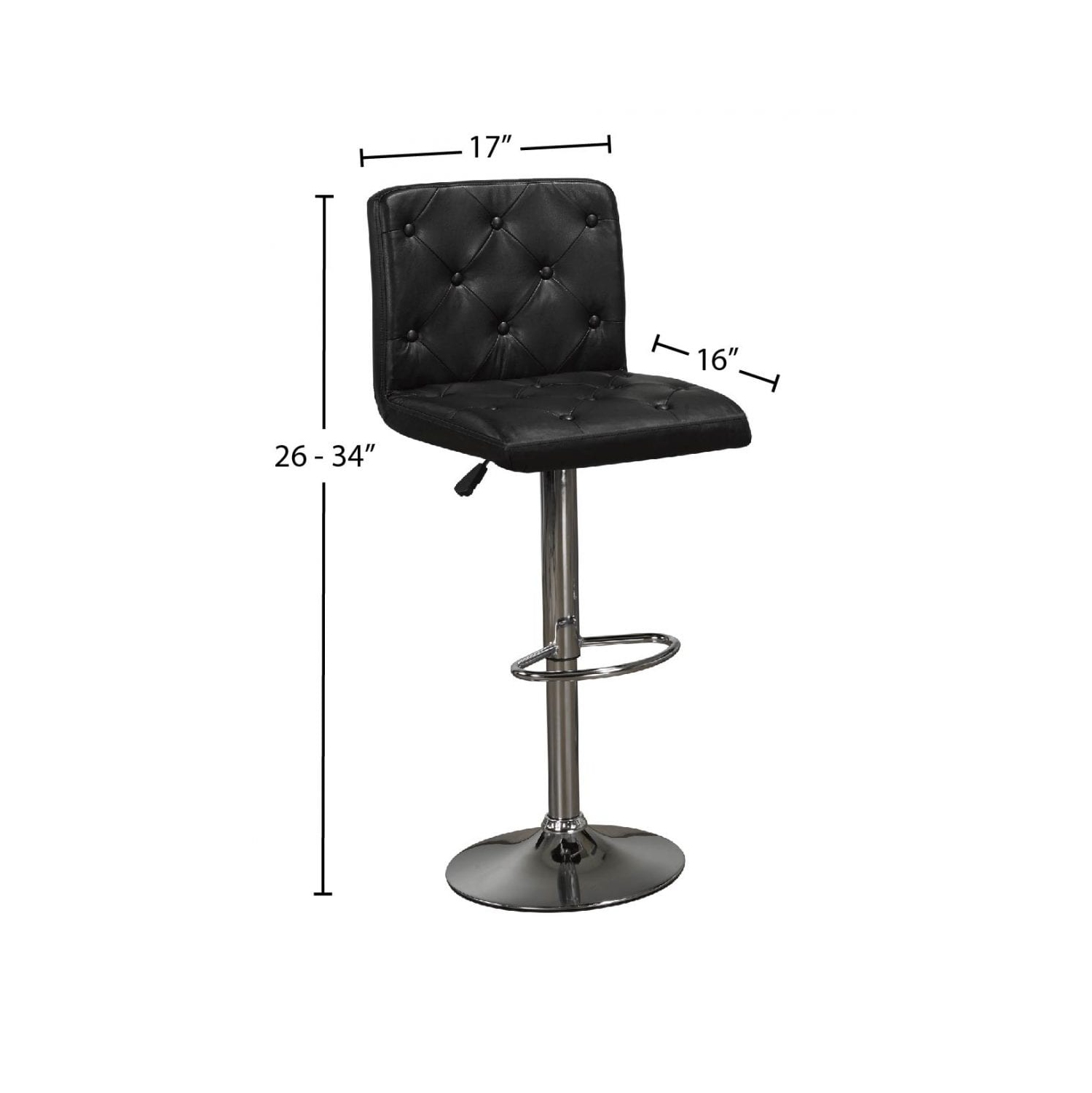 Black PU Button Tufted Adjustable Stool