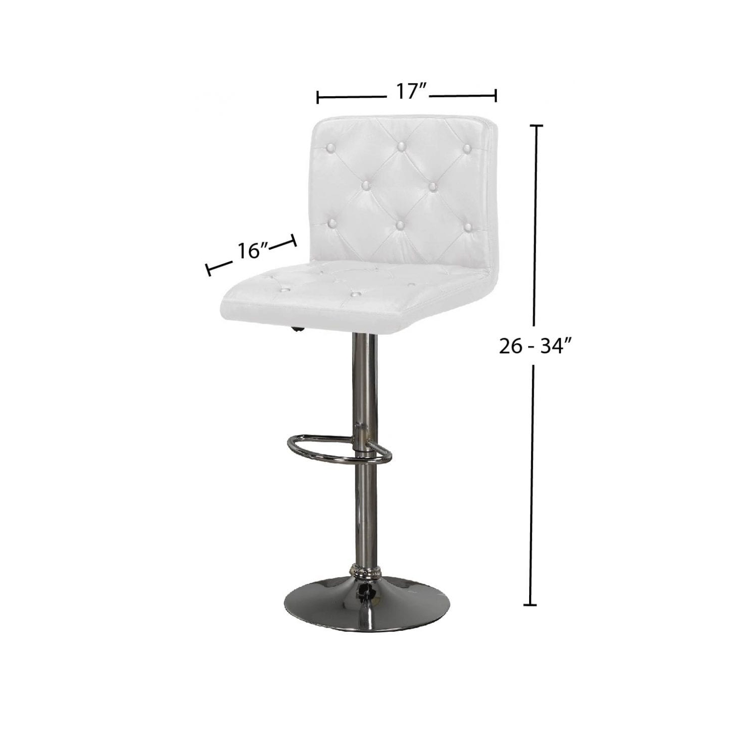 Tabouret réglable capitonné en PU blanc