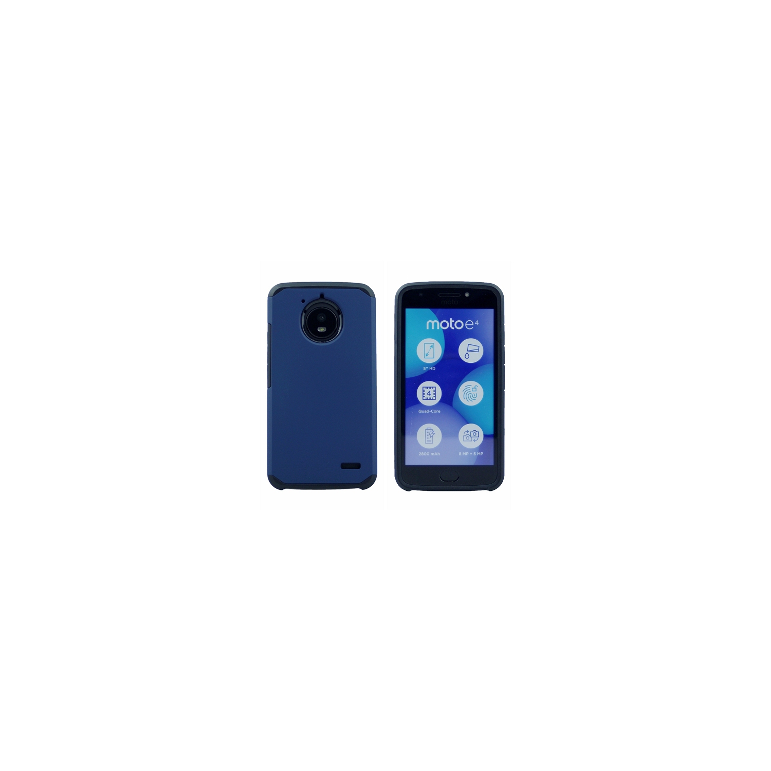 (Canadain Version) Motorola E4 Matt Dual Layer, Heavy Duty Armor Case, Navy Blue