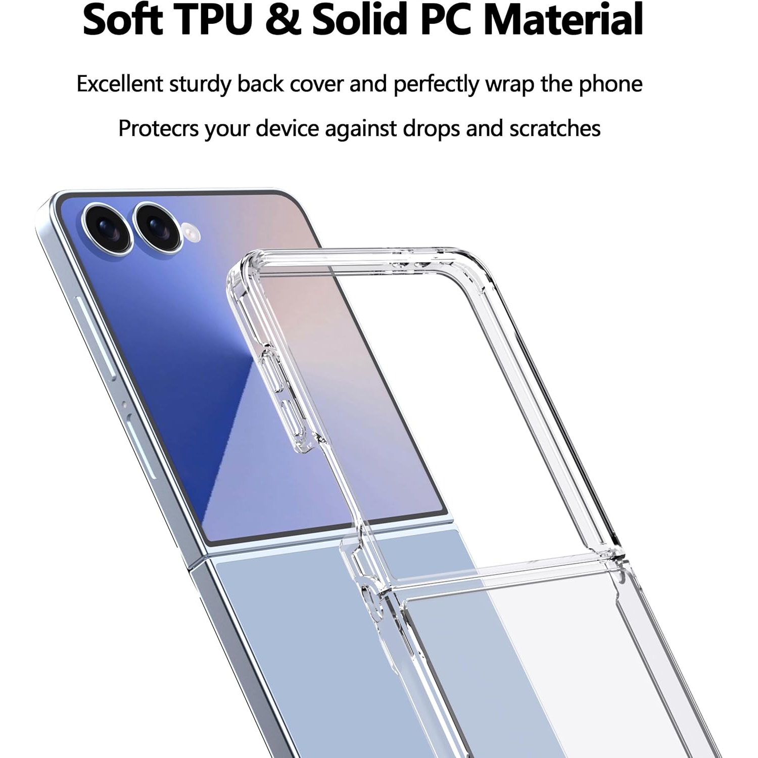 Étui TopSave transparent, pare-chocs en TPUR souple antichoc et étui arrière en polycarbonate rigide, étui Slim Fit pour Samsung Galaxy Z Flip 7