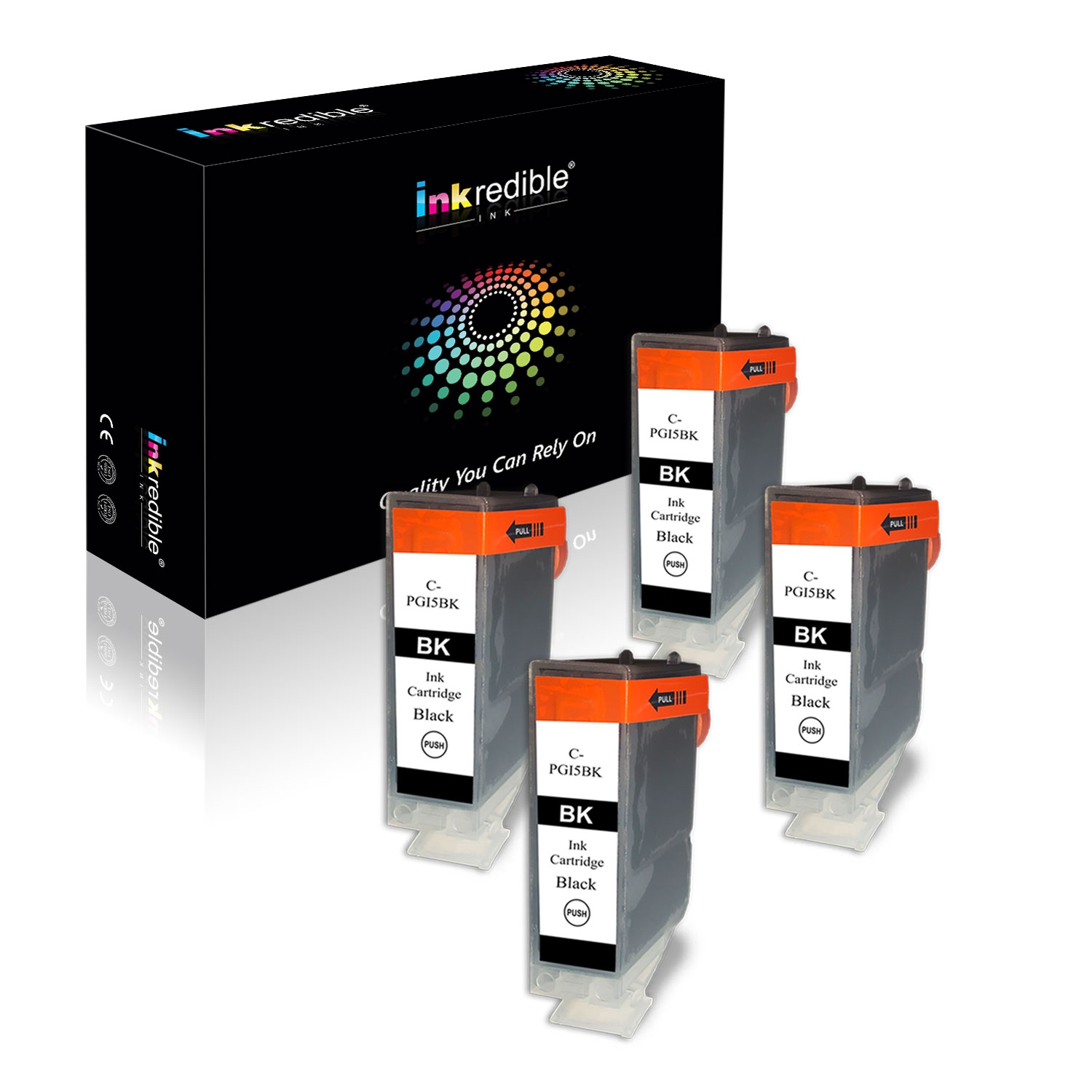 Canon PGI-5BK 0628B002 Compatible Black Ink Cartridge - Inkredible Ink™ - 4/Pack