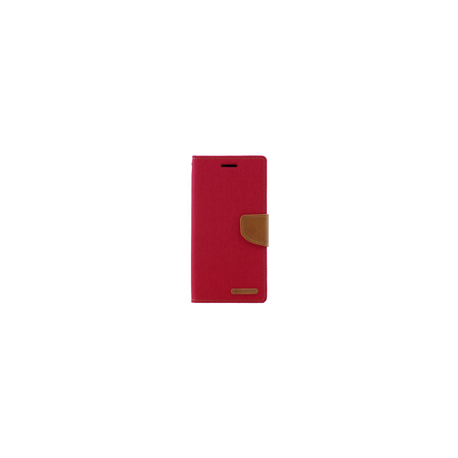 Moto G4 Plus Goospery Canvas Diary Case, Red