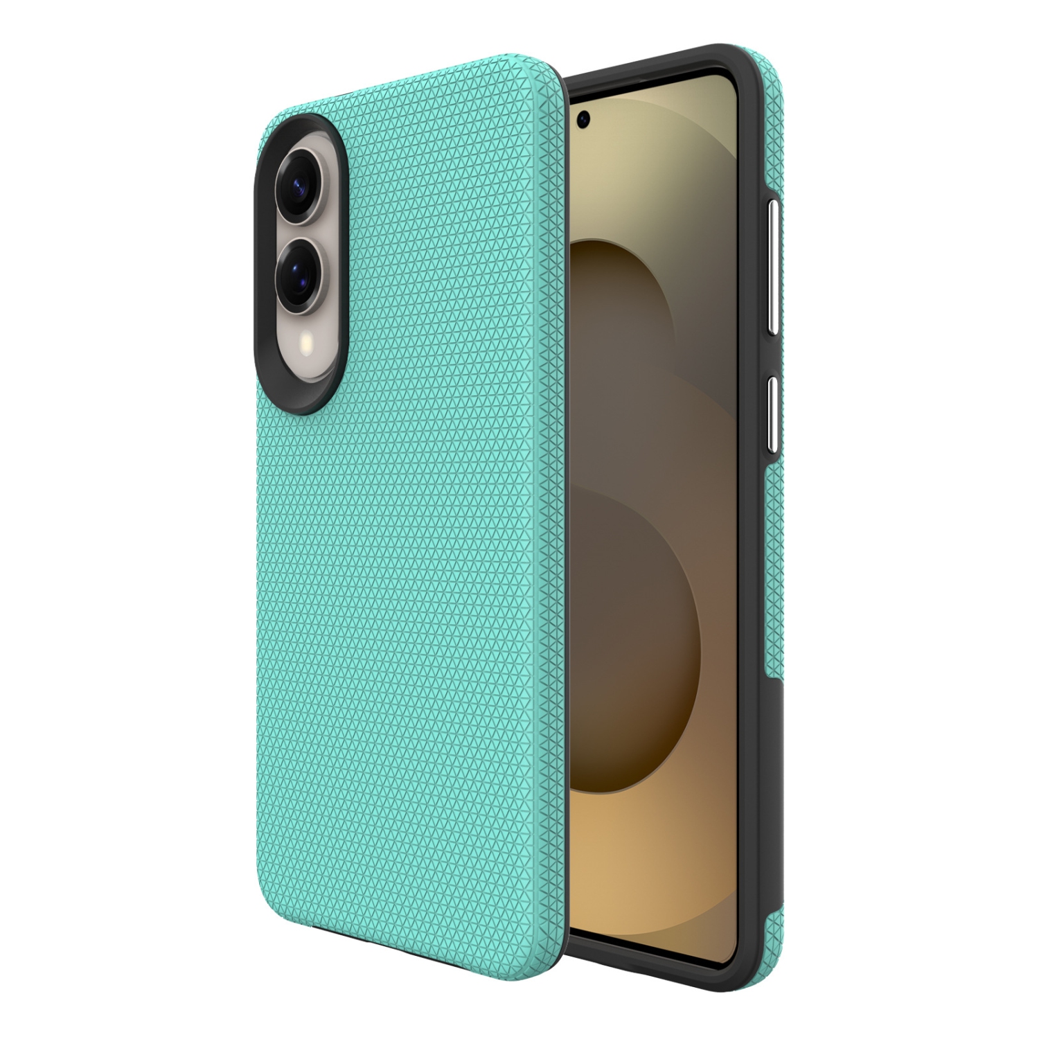 TopSave – Étui hybride double couche en TPU à motif triangulaire PC Back+Intérieur pour Samsung Galaxy S25 Edge 6,7&nbsp;po, sarcelle