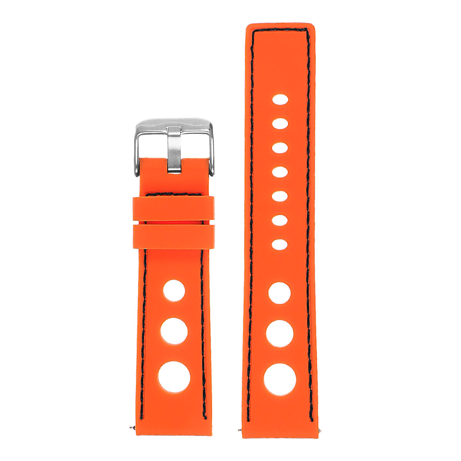 StrapsCo Silicone Rubber Rally Watch Band Strap for Fossil Sport Smartwatch - 22mm - Orange & Black