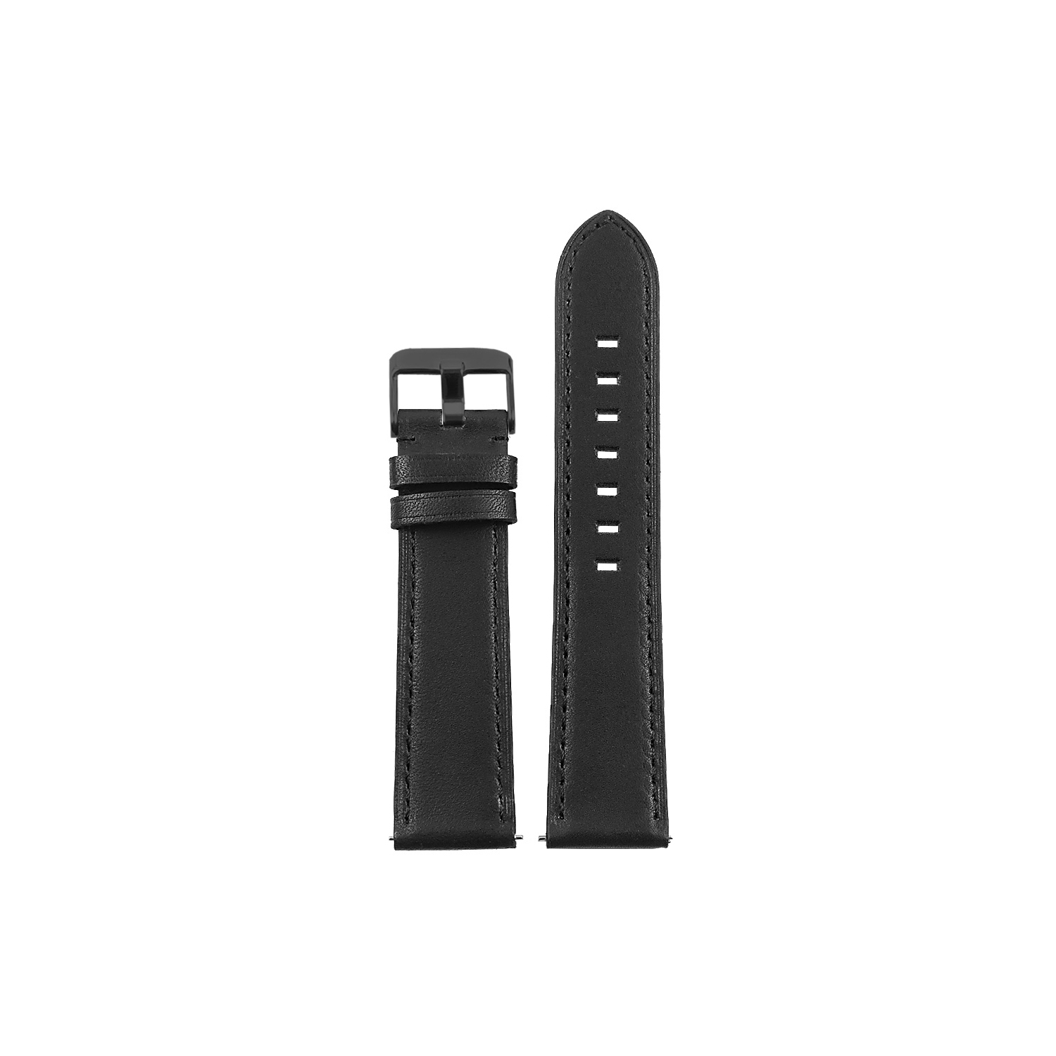DASSARI Italian Leather Watch Band Strap for Fossil Sport Smartwatch - 22mm - Black