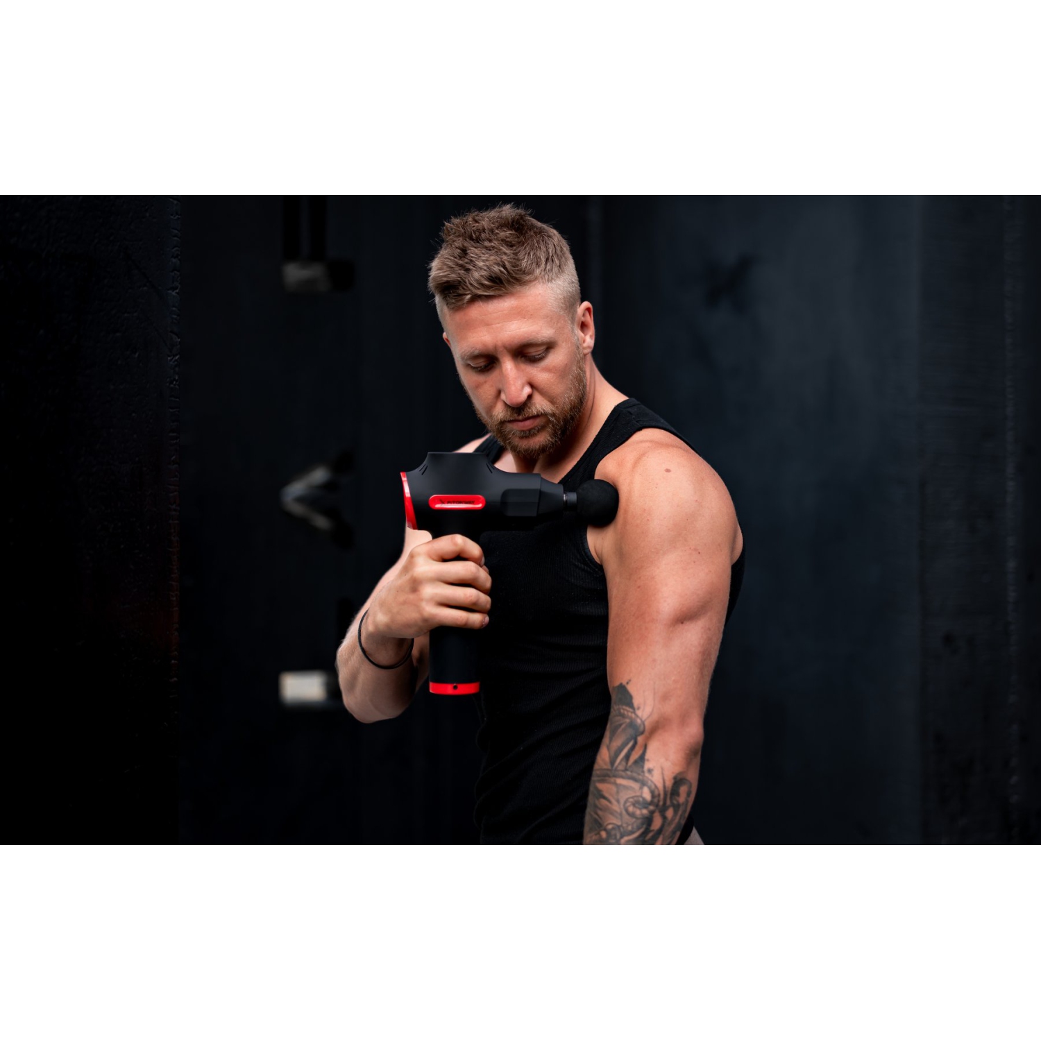 Xfitonway Premium Percussive Therapy Smart Massage Gun in SATIN BLACK WITH RED