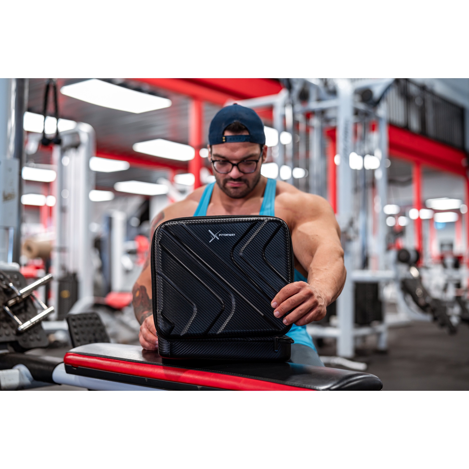 Xfitonway Premium Percussive Therapy Smart Massage Gun in SATIN BLACK WITH RED