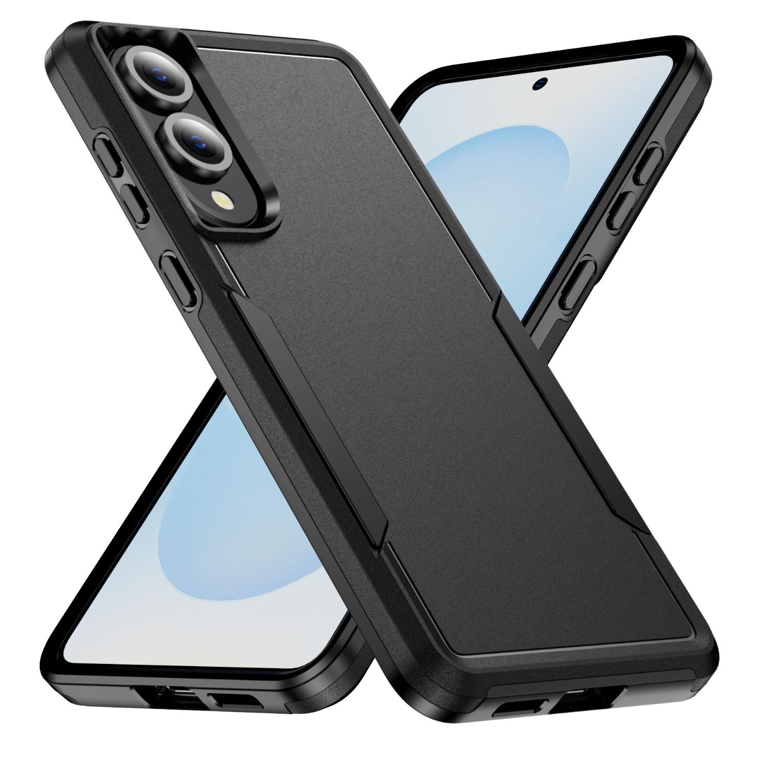 TopSave New Style Matt Polish PC+TPU 2-en-1 Slim, antichoc, robuste, étui protecteur Armor pour Samsung Galaxy S25 Edge 6,7&nbsp;po, noir