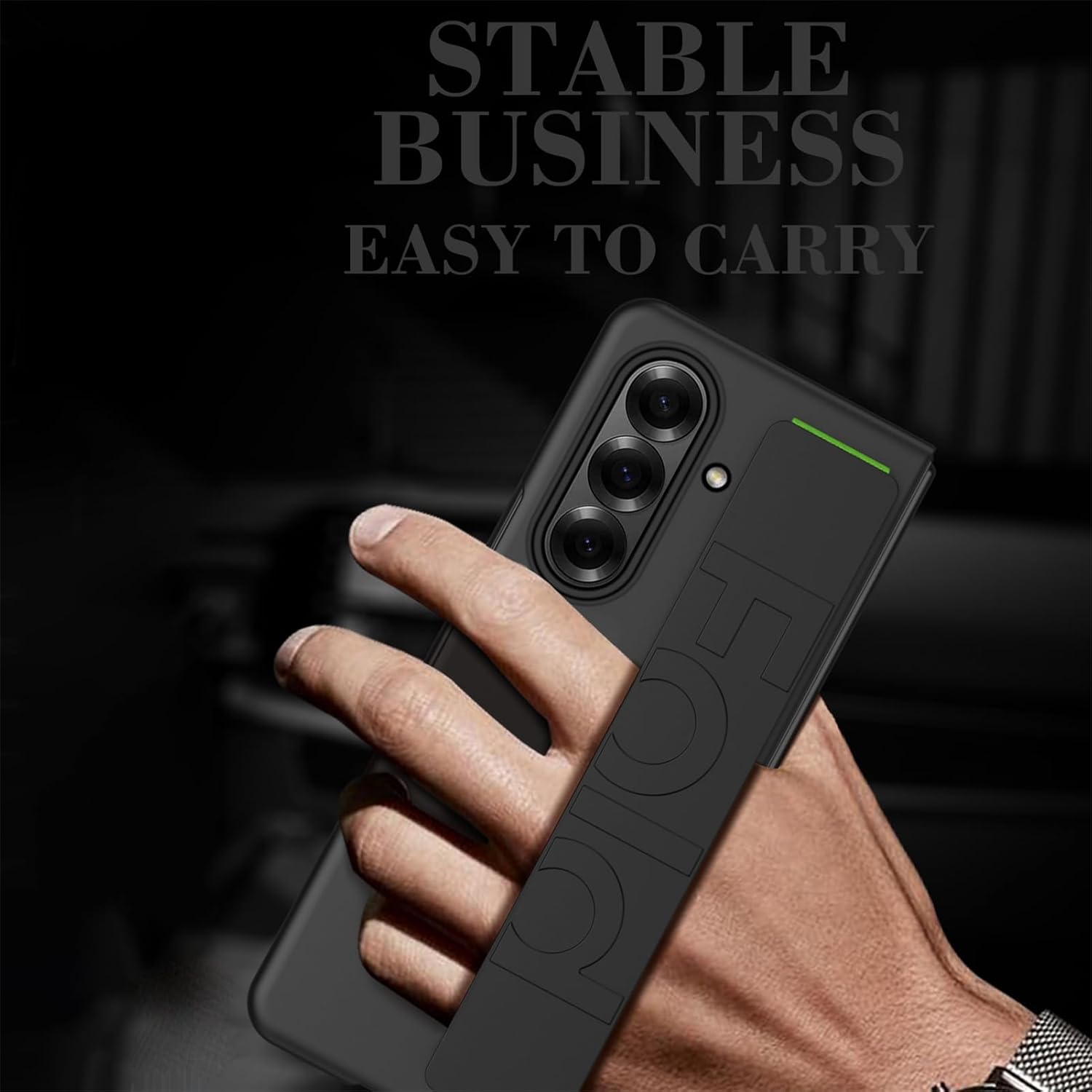 TopSave – Étui pour Samsung Galaxy Z Fold 7 avec dragonne, étui de protection antichoc mince avec bande élastique, étui pour téléphone léger, noir